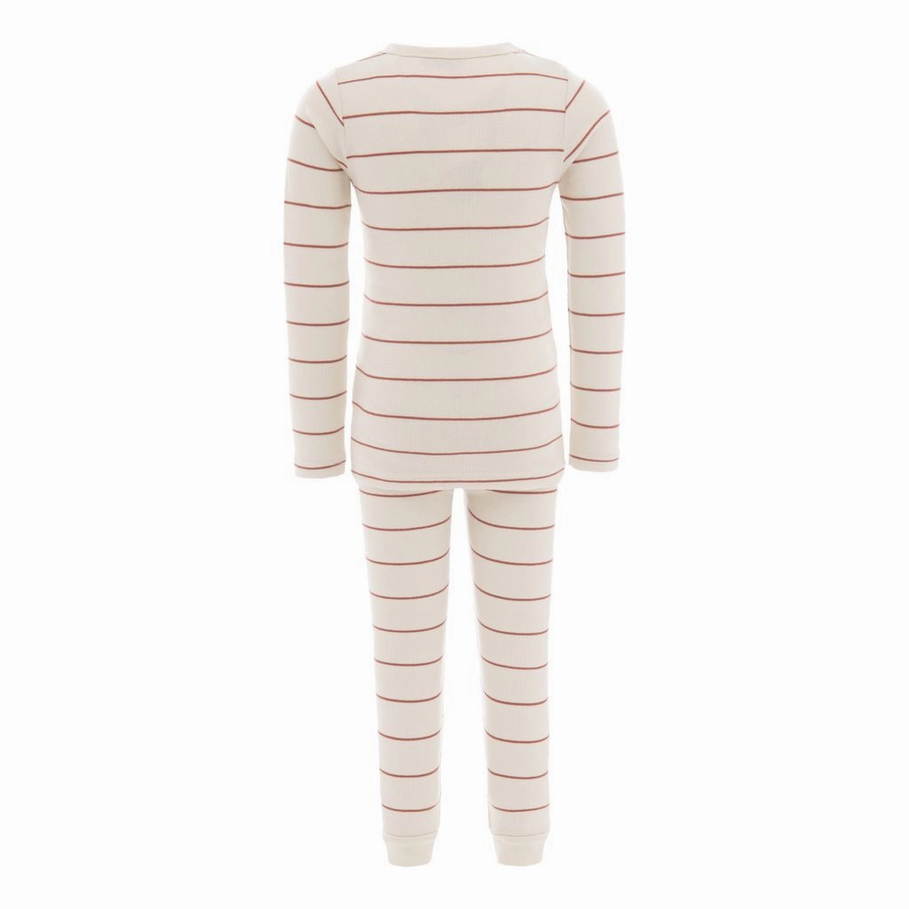Beige Striped Modal Outfit Hygroscopic Fiber Reinforced Seam Durability
