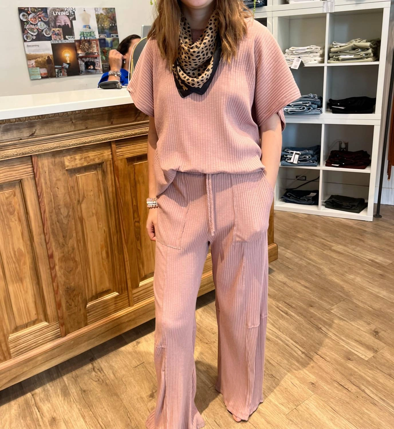 Bella Loungewear Set In Taupe Flatlock Seams