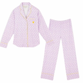 Betty Pajama Set Pop Heart Reverse In Lavender Plush Inner Layer UltraSoft Brushed Interior
