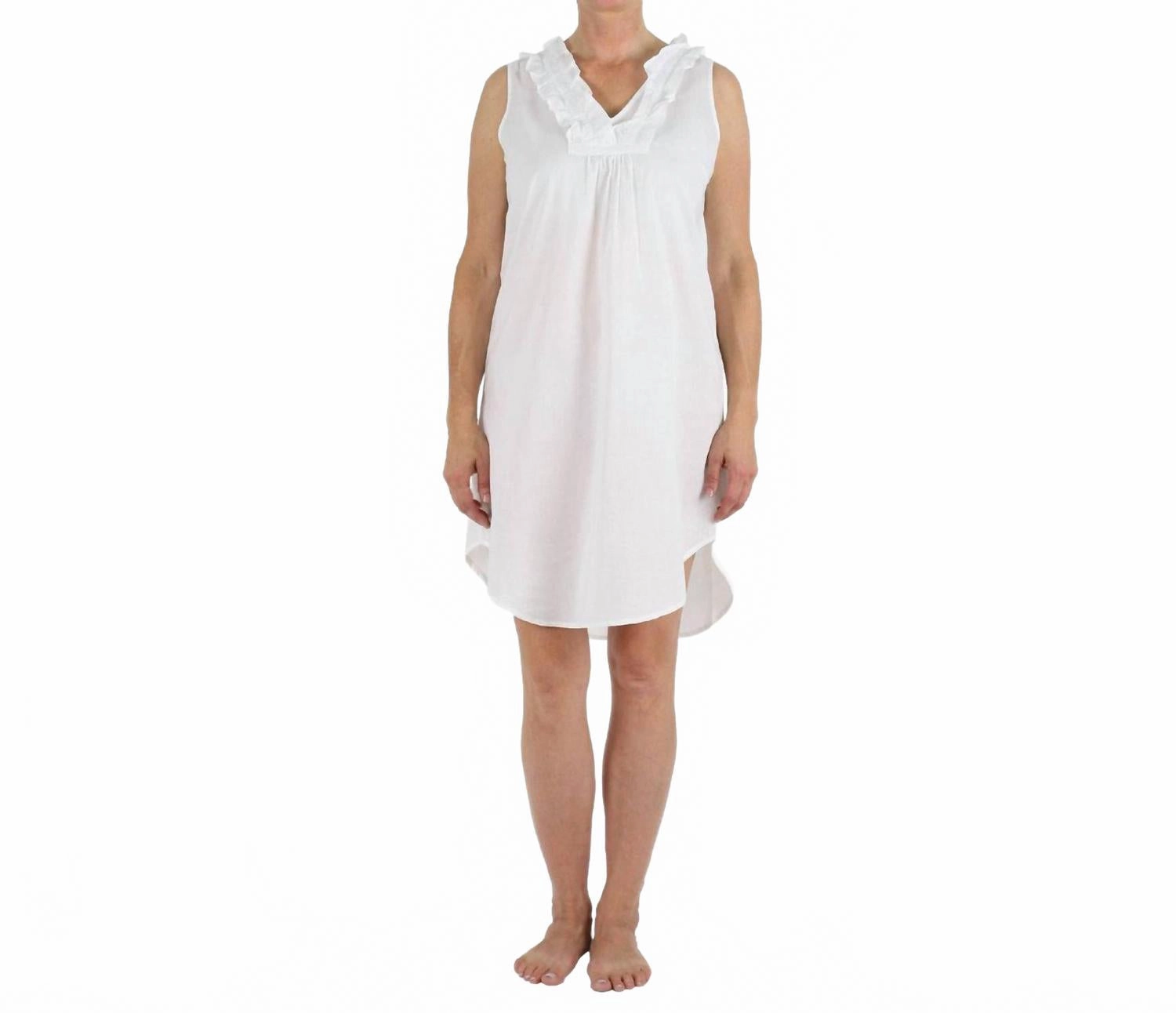 Bianca Soft Cotton Nightgown In White High Breathability Knit