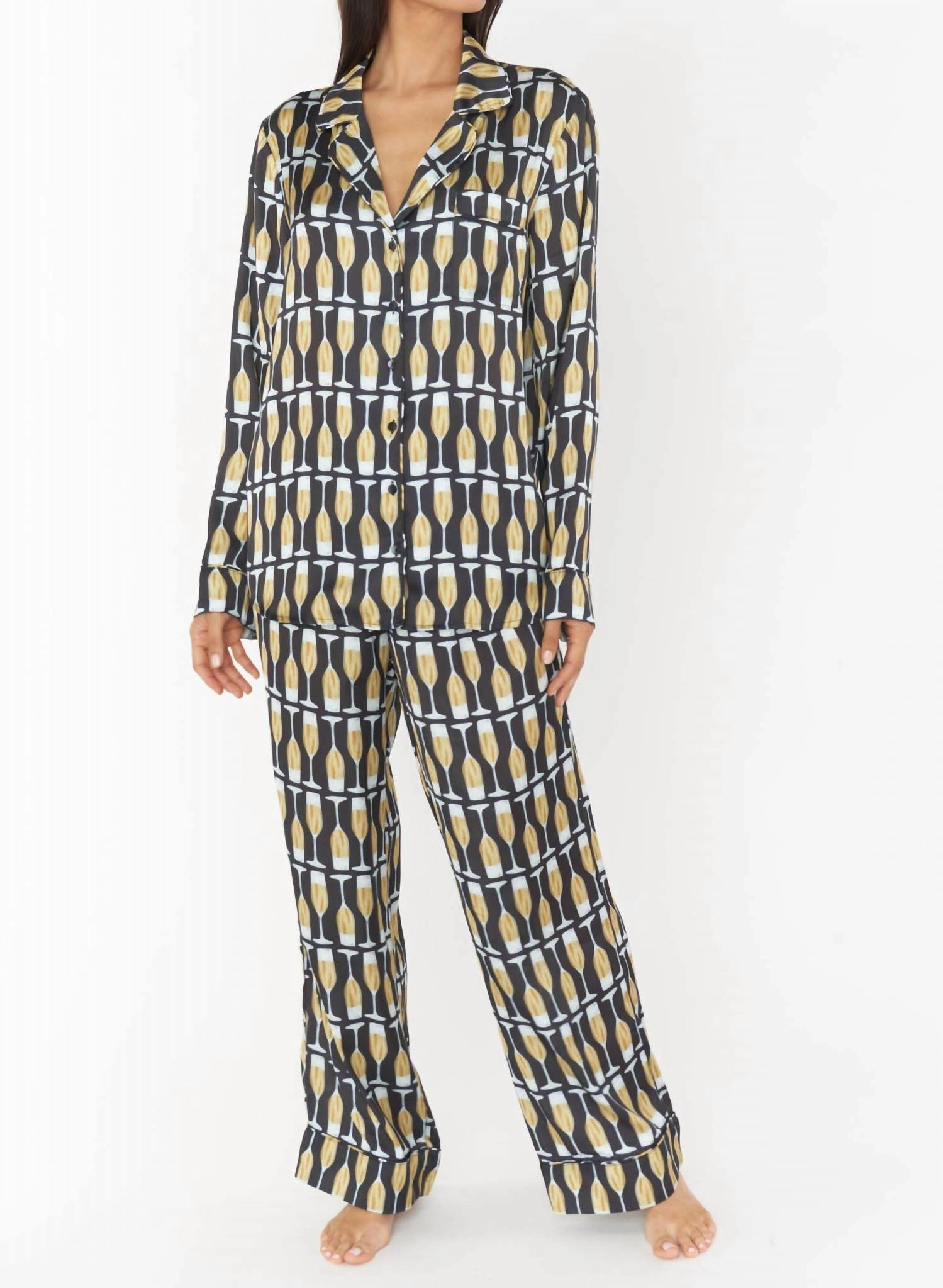 Classic Pajama Set In Champagne UltraSoft Brushed Interior