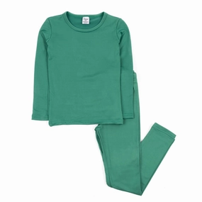 Non Restrictive Silhouette Eco Friendly Design Kids Two Piece Thermal Pajamas Classic Solid Color