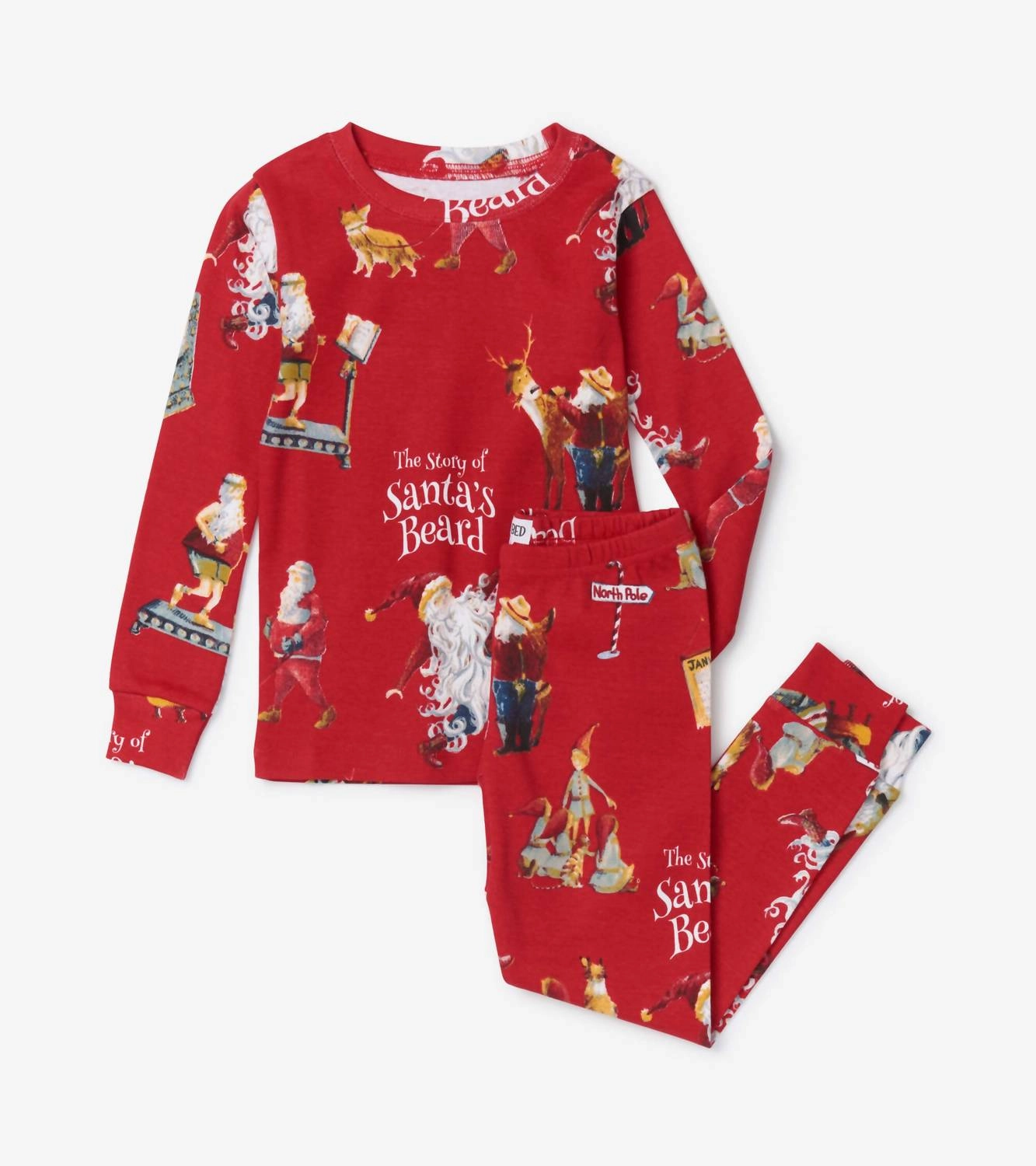 The Story Of Santa's Beard Pajamas In Red Ribbed Cuff Ankles