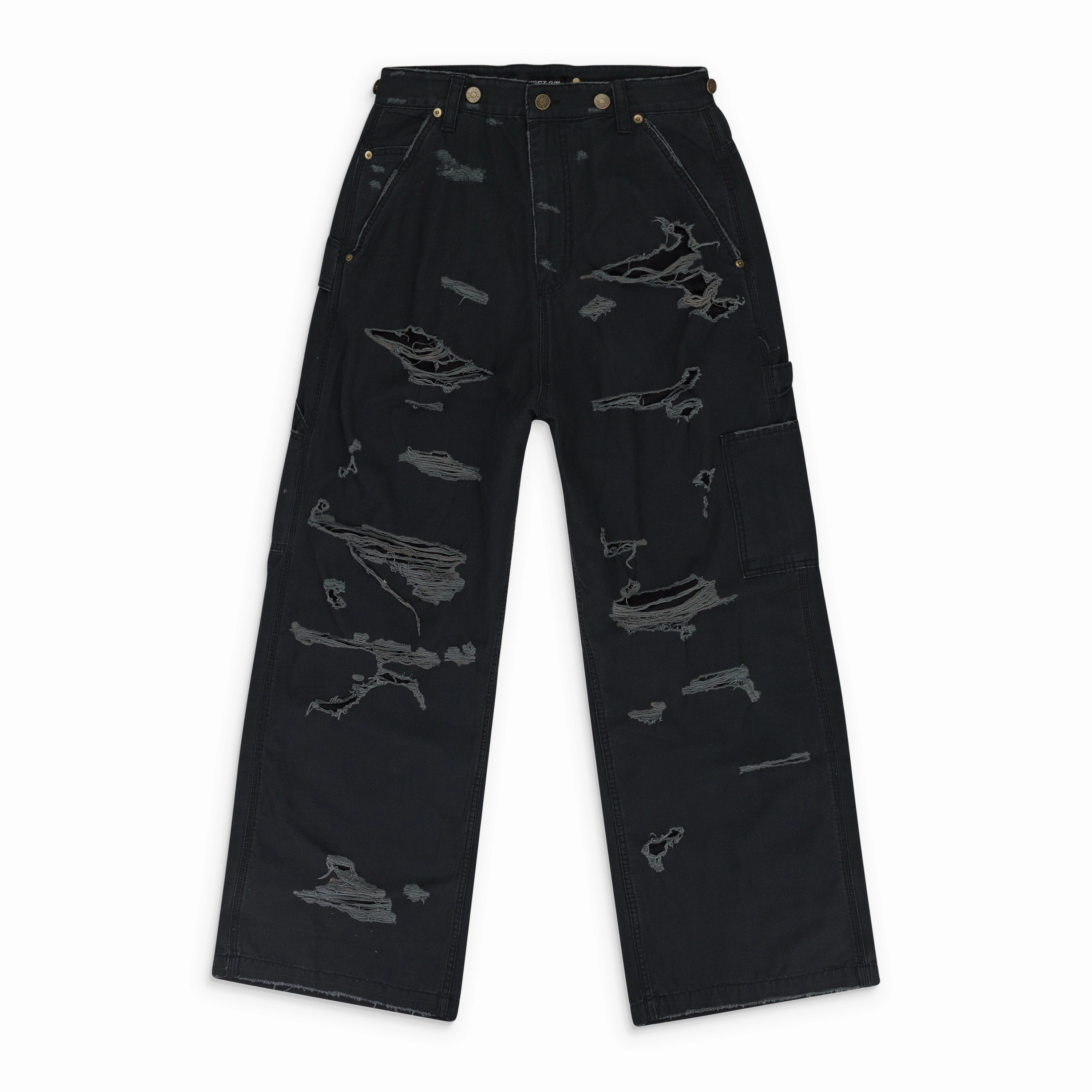 BLACK DISTRESSED PATCH WORK SWEATPANTS Vintage Lover Loose Minimal Fit