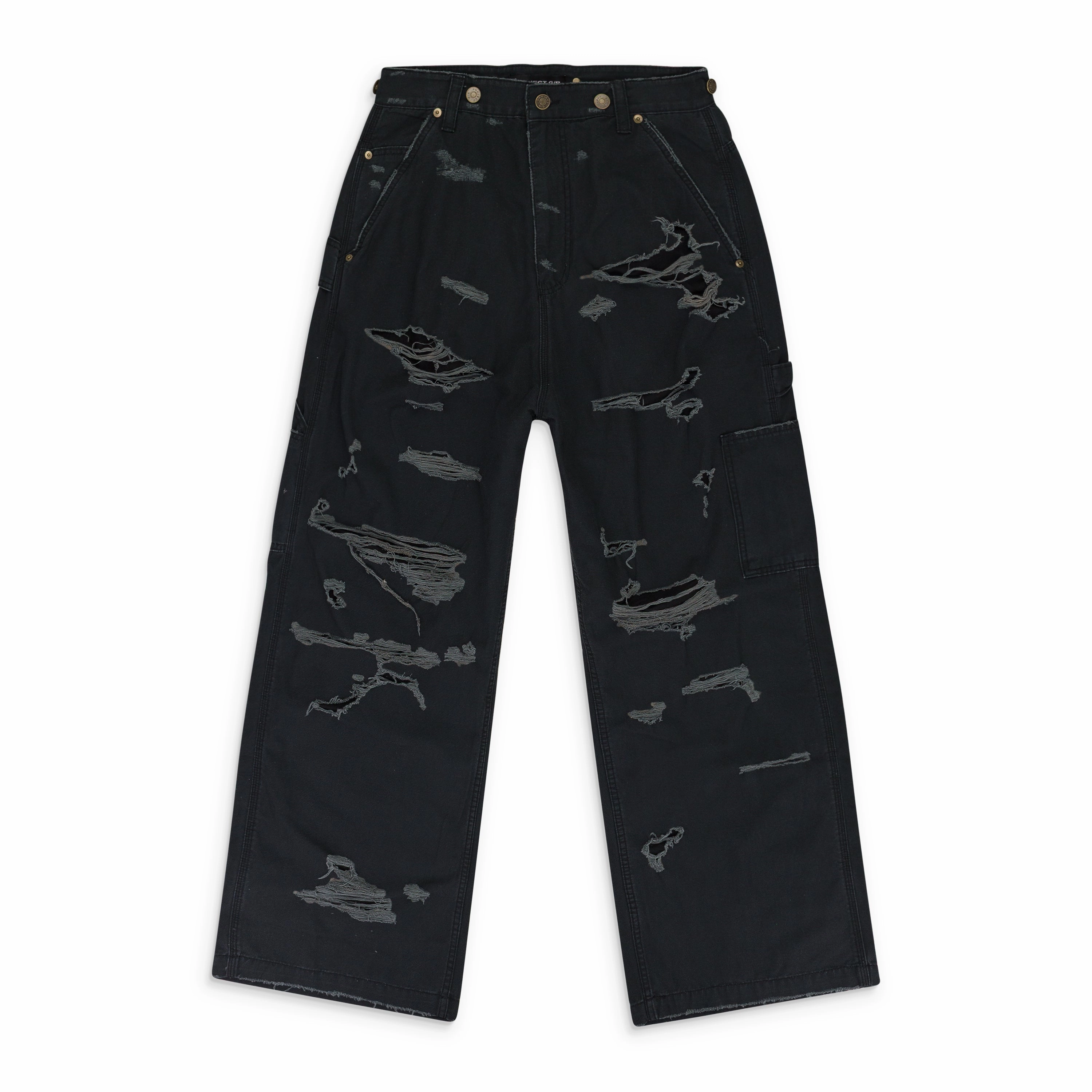 Wear Anytime BLACK DISTRESSED PATCH WORK SWEATPANTS