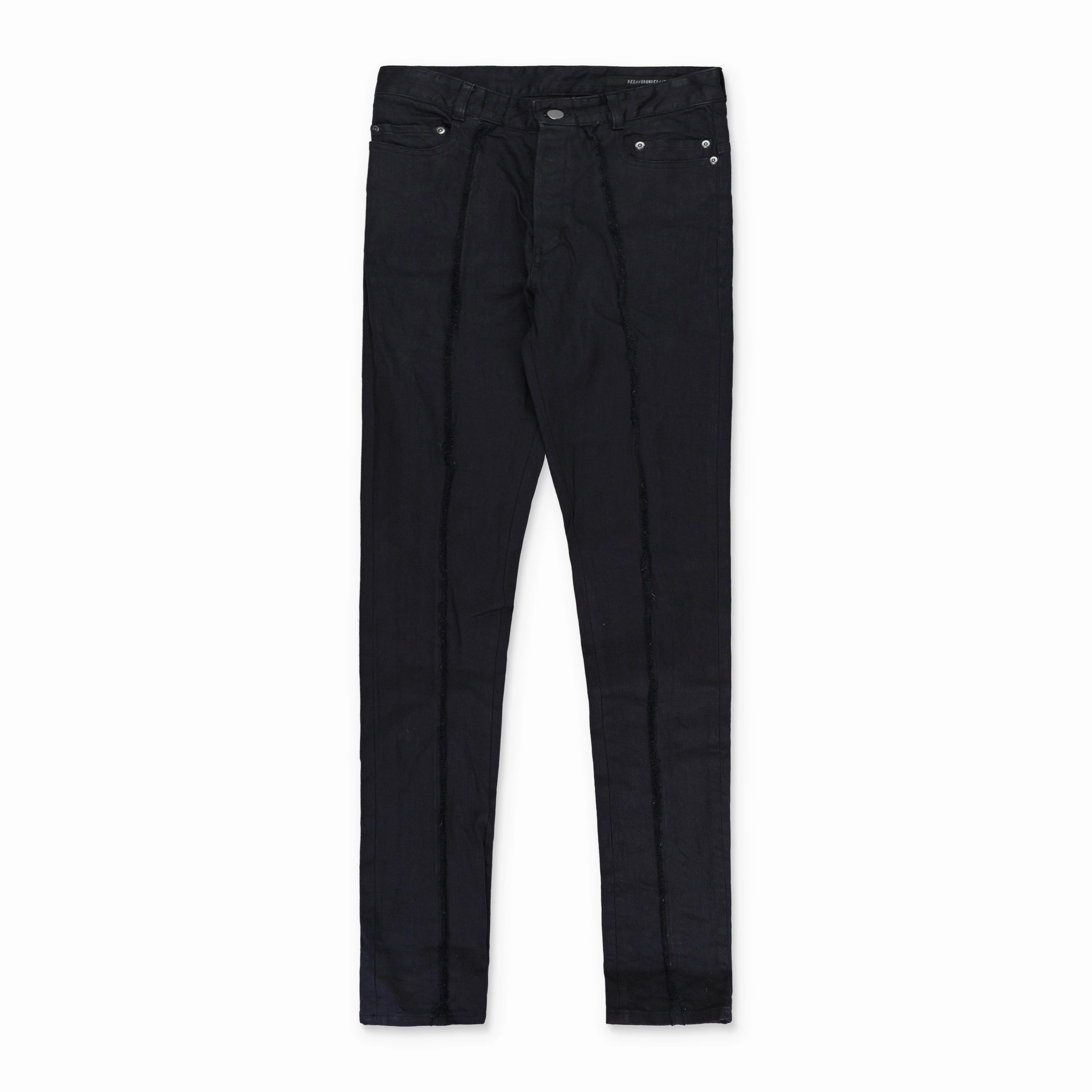 Effortless Layer Premium Party Look BLACK FRAYED STRAIGHT-FIT JEANS