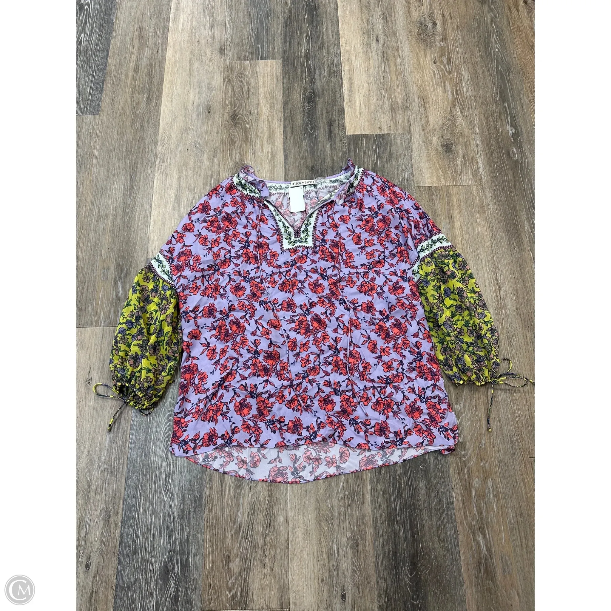 Blouse Designer By Alice   Olivia In Floral Print, Size: S Non Chafing Edges