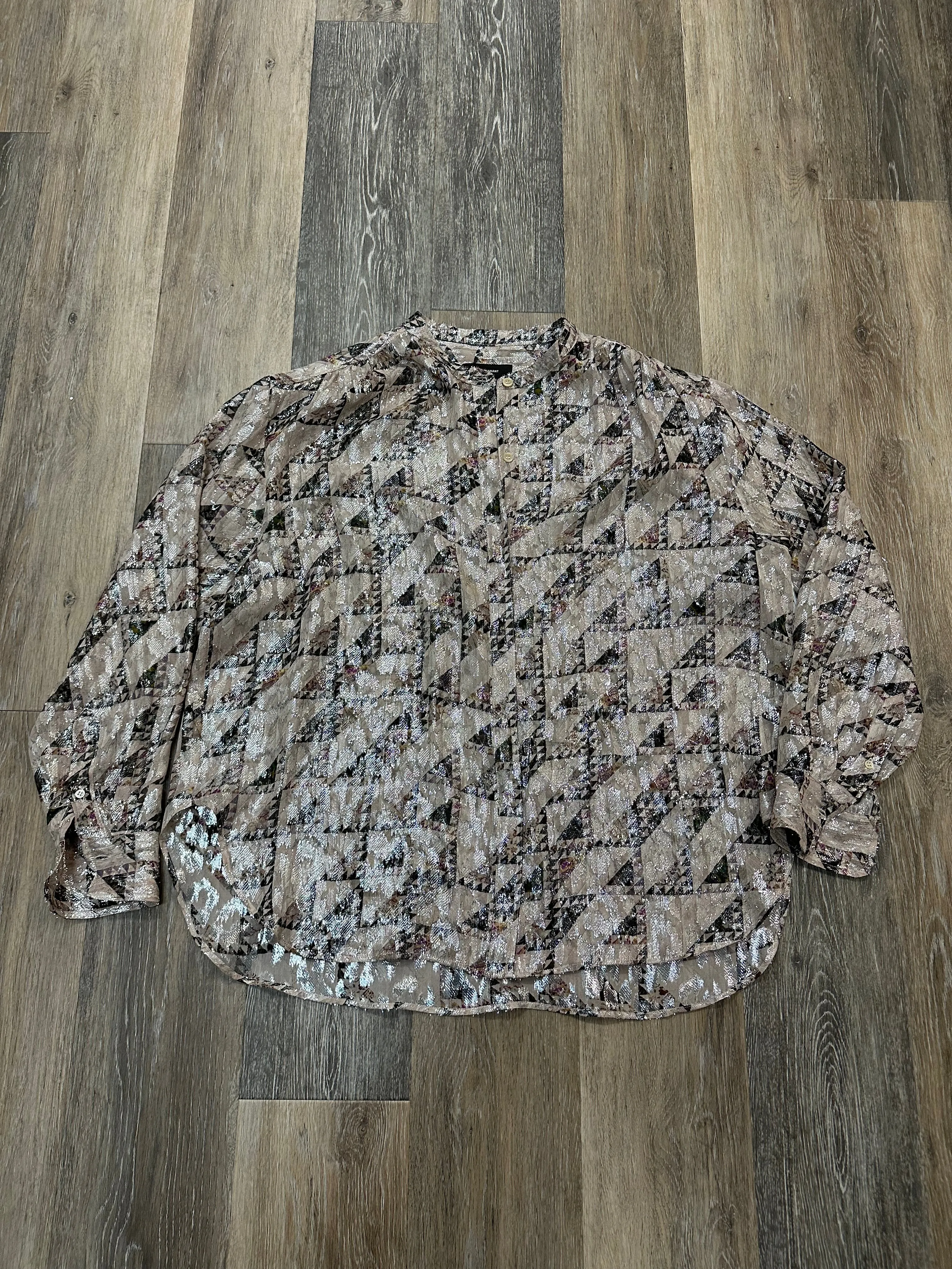 Blouse Designer By Isabel Marant In Tan, Size: M Stretch Fit Top Layered Sleeve