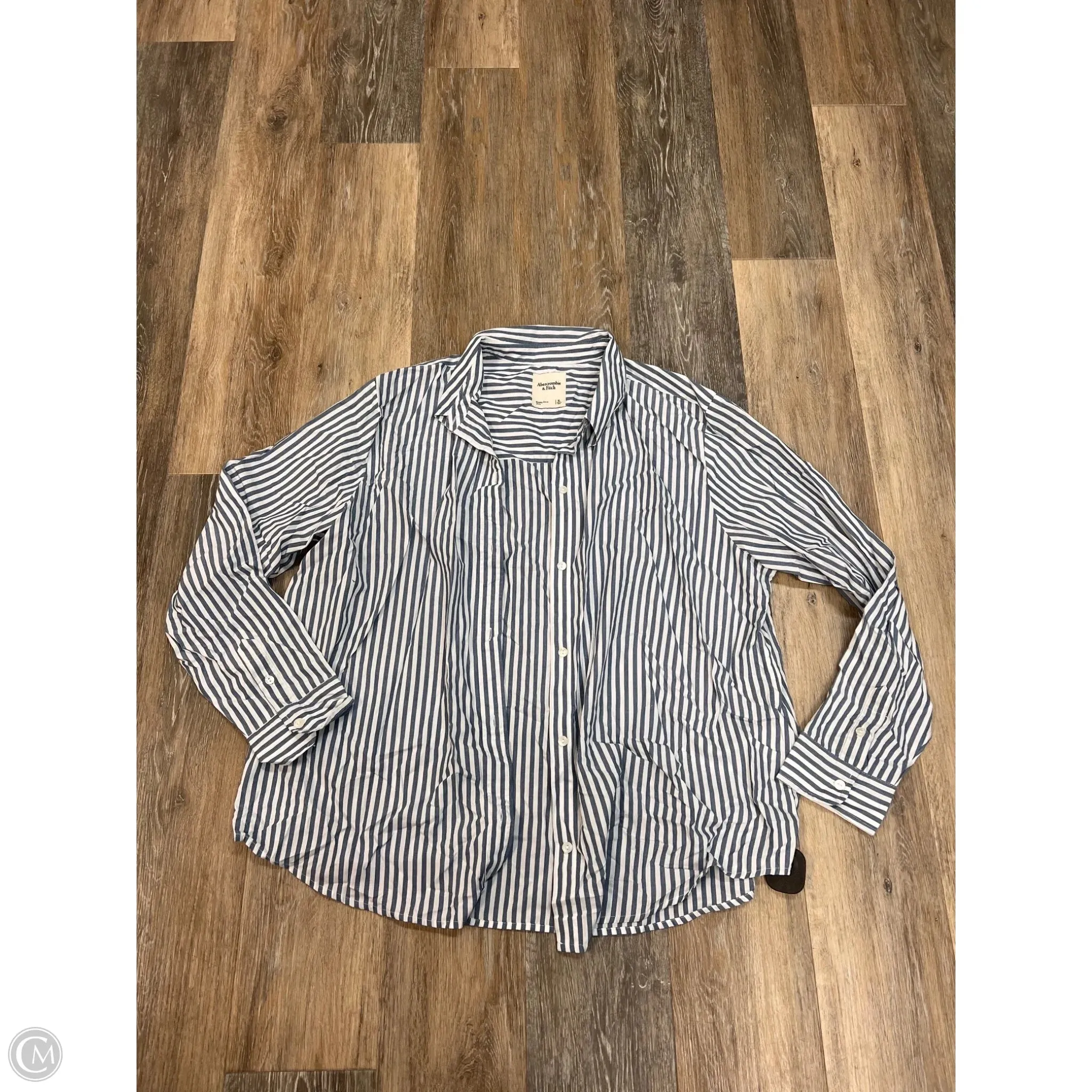 ChafeFreeEdging GarmentWashed Softness Blouse Long Sleeve By Abercrombie And Fitch In Striped Pattern, Size: Xl