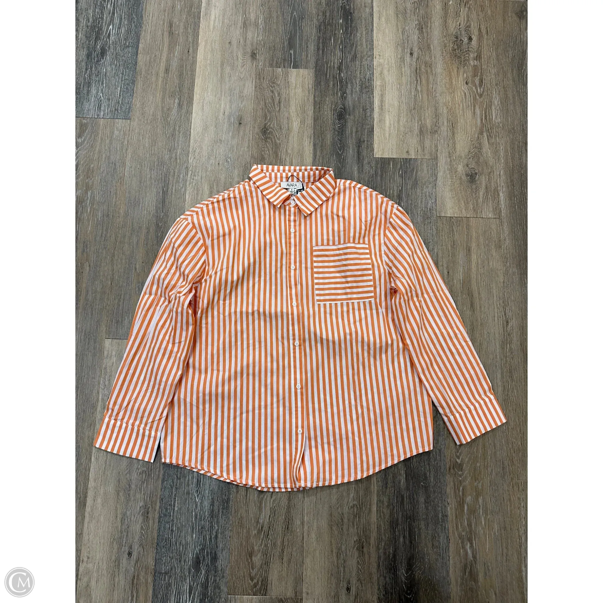 ConvertibleSleeves WaterRepellent Finish Blouse Long Sleeve By Avara In Striped Pattern, Size: S