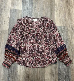 ribbed texture Grid Back Panel Blouse Long Sleeve By Cleobella In Floral Print, Size: Xs
