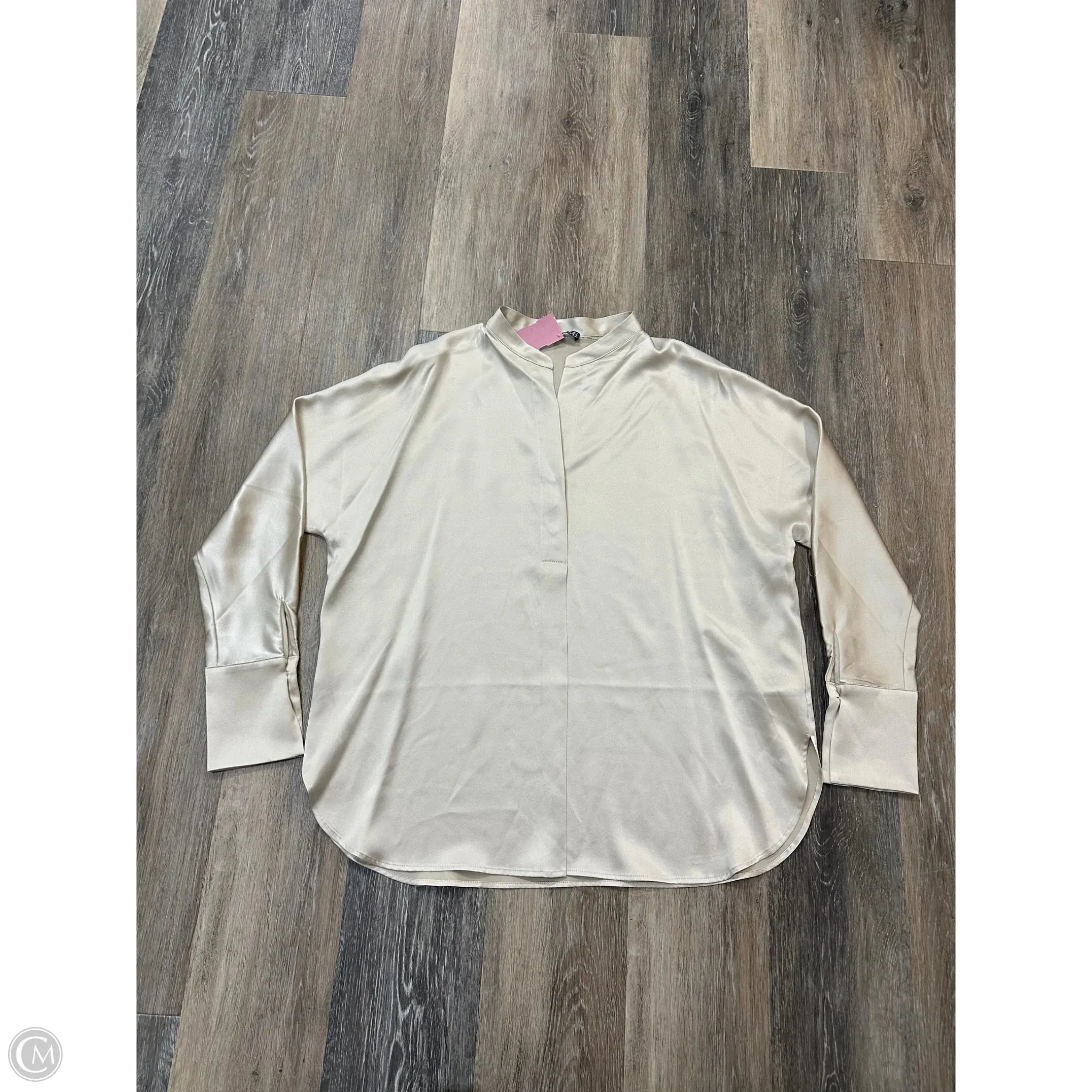 FoldableFeature ArticulatedElbowShaping Blouse Long Sleeve By Diomi In Gold, Size: M