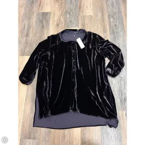 Classic Crew Neck Blouse Long Sleeve By Eileen Fisher In Purple, Size: 2x