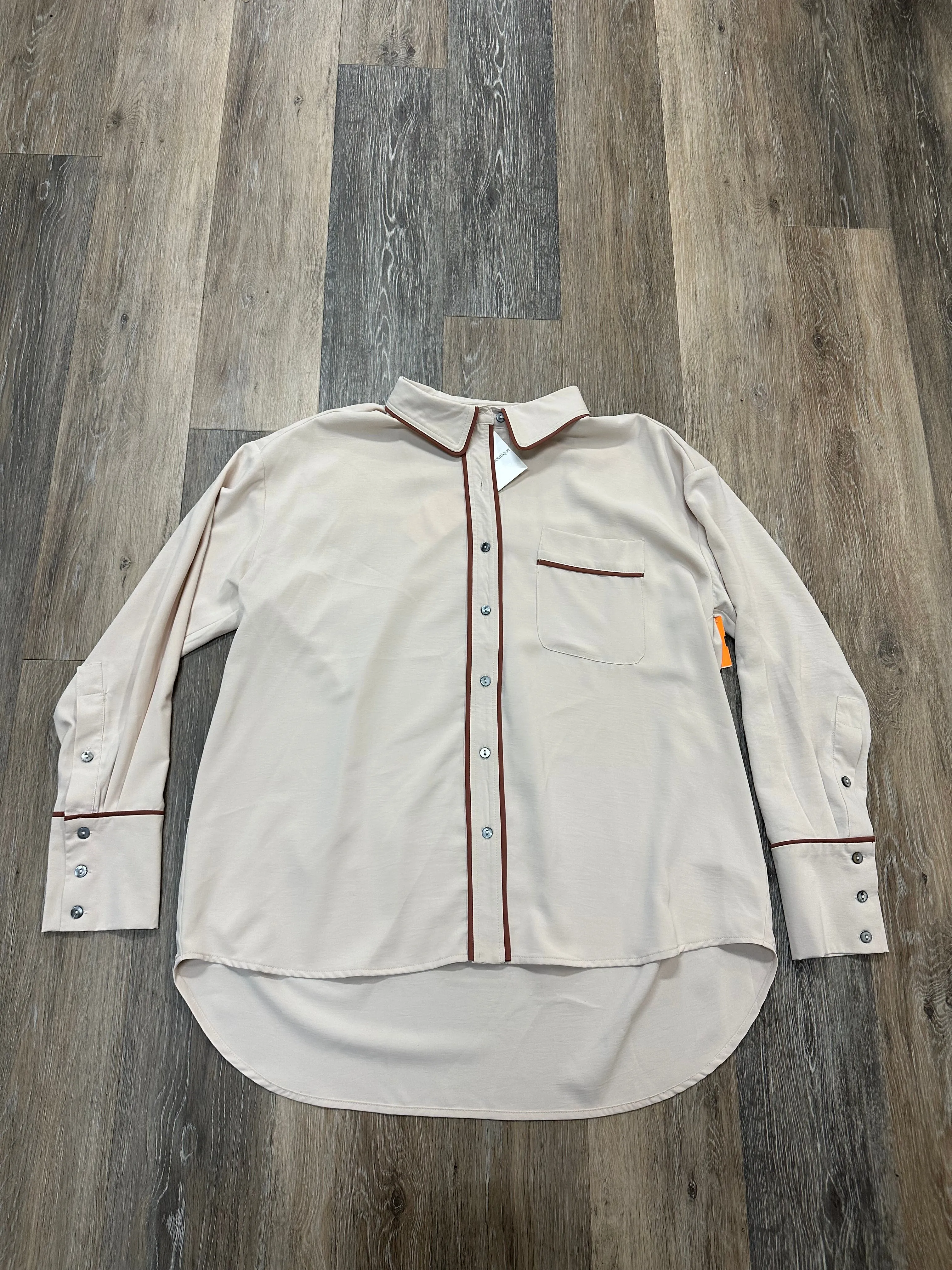 Blouse Long Sleeve By Entro In Cream, Size: L Soft Hoodie