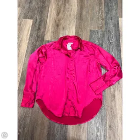 HighDensity Weave Blouse Long Sleeve By Good American In Pink, Size: S/M