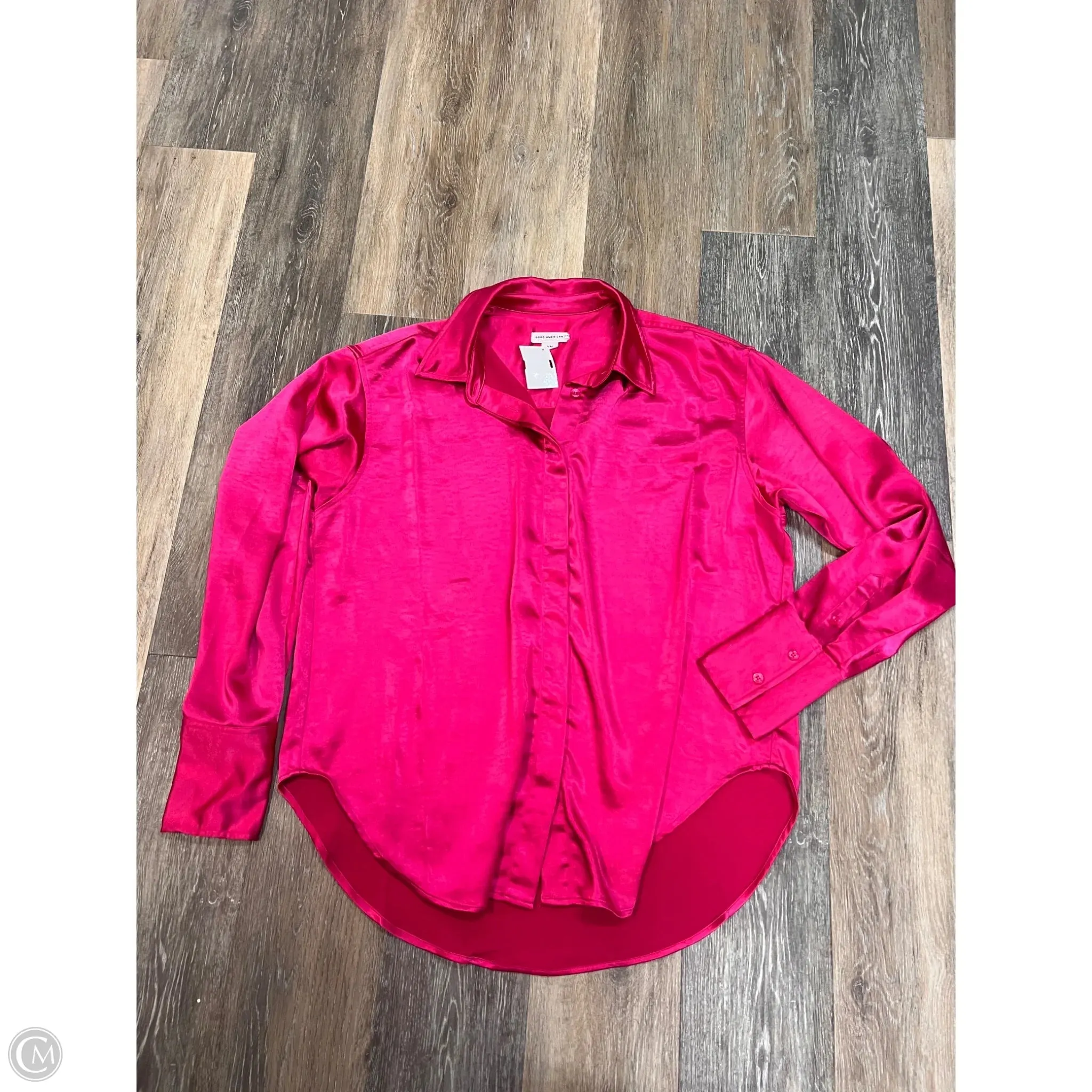 HighDensity Weave Blouse Long Sleeve By Good American In Pink, Size: S/M
