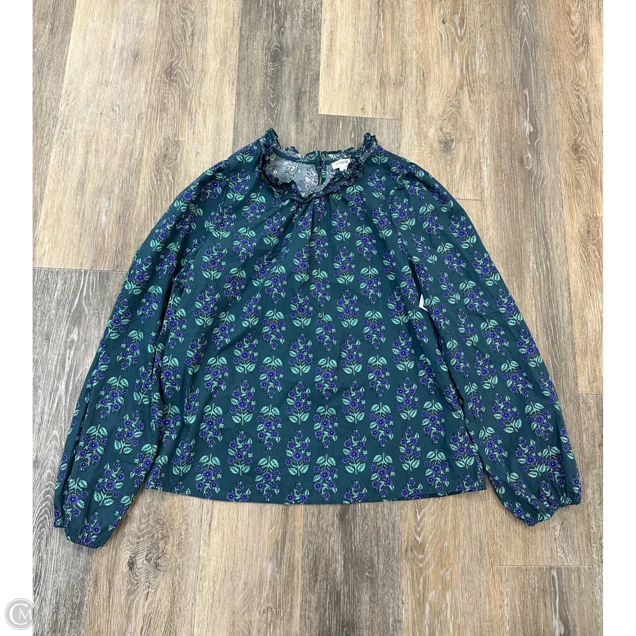 UV protection coating Stretch Fit Engineering Blouse Long Sleeve By J. Crew In Green, Size: M