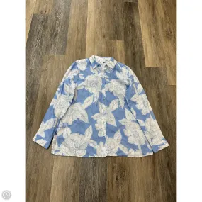 Summer Dress Blouse Long Sleeve By J. Jill In Blue & White, Size: M