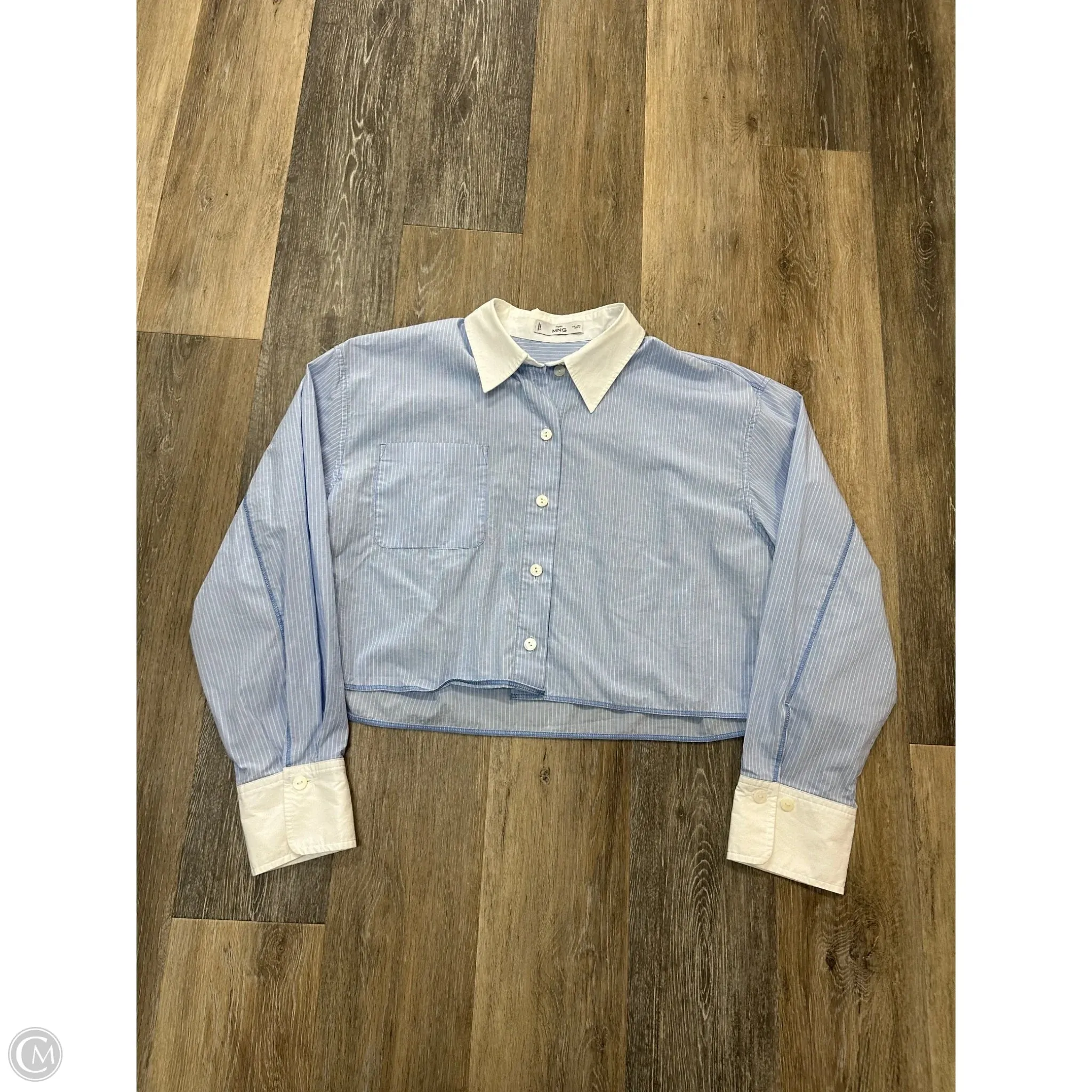 Blouse Long Sleeve By Mng In Blue, Size: L Oversized Silhouette