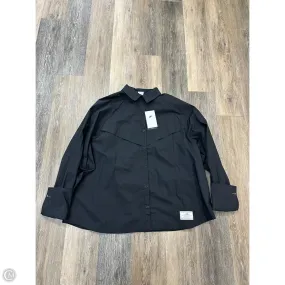 High Density Knit Airflow Weave Pattern Blouse Long Sleeve By Nike Apparel In Black, Size: Xl