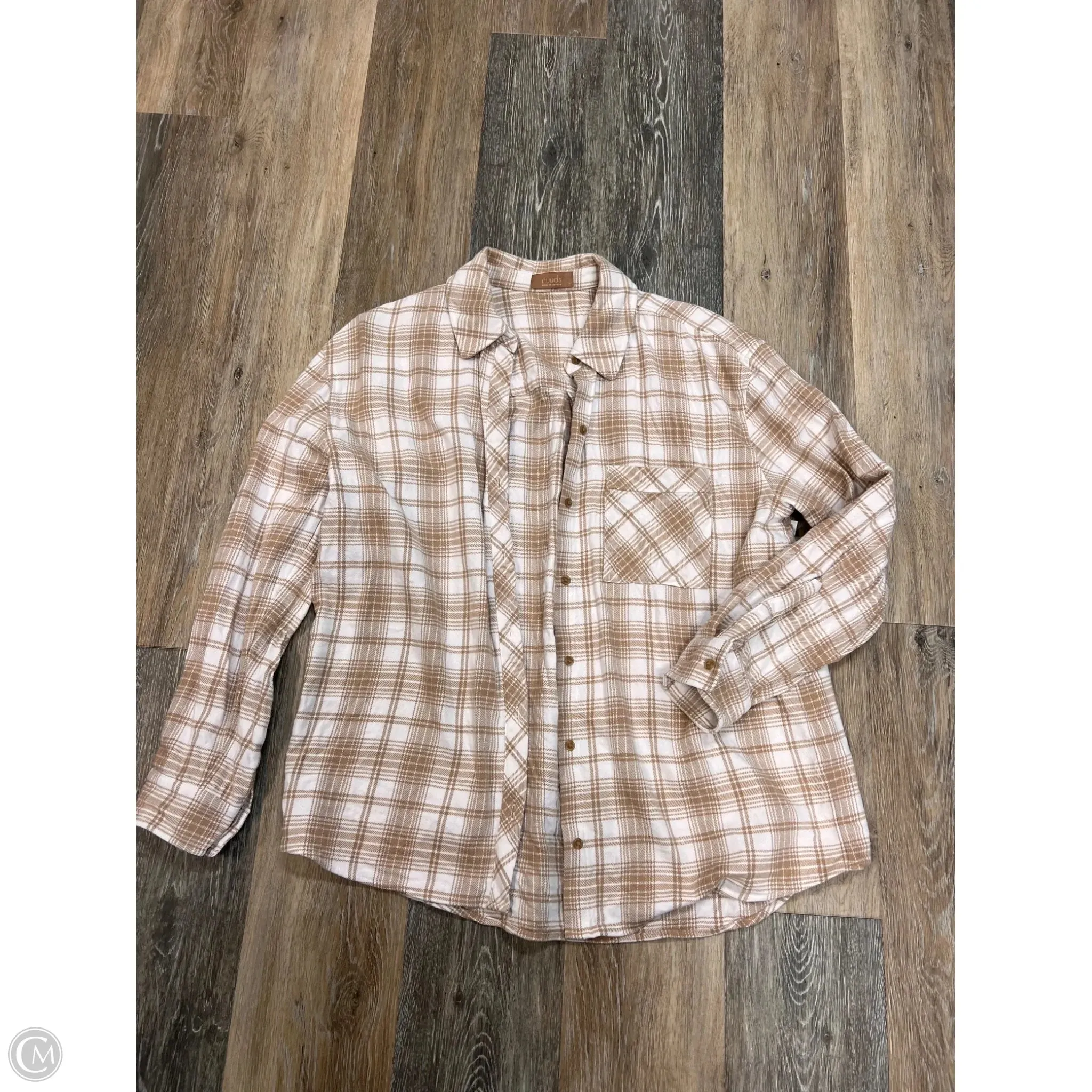 Blouse Long Sleeve By Nuuds In Plaid Pattern, Size: S Long Sleeve Tee Relaxed Design