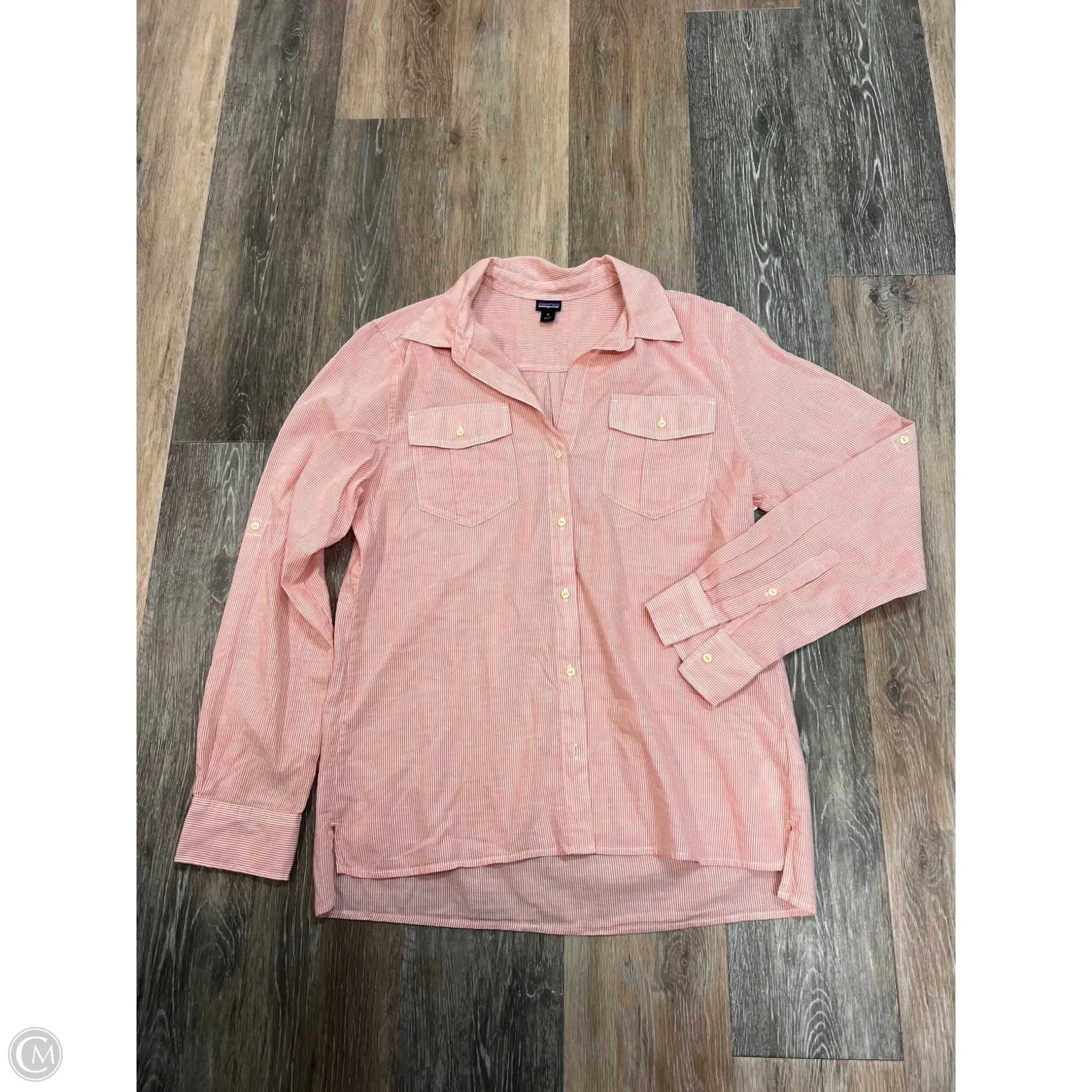 Blouse Long Sleeve By Patagonia In Striped Pattern, Size: M LowMaintenance Fabric Quick Dry Material