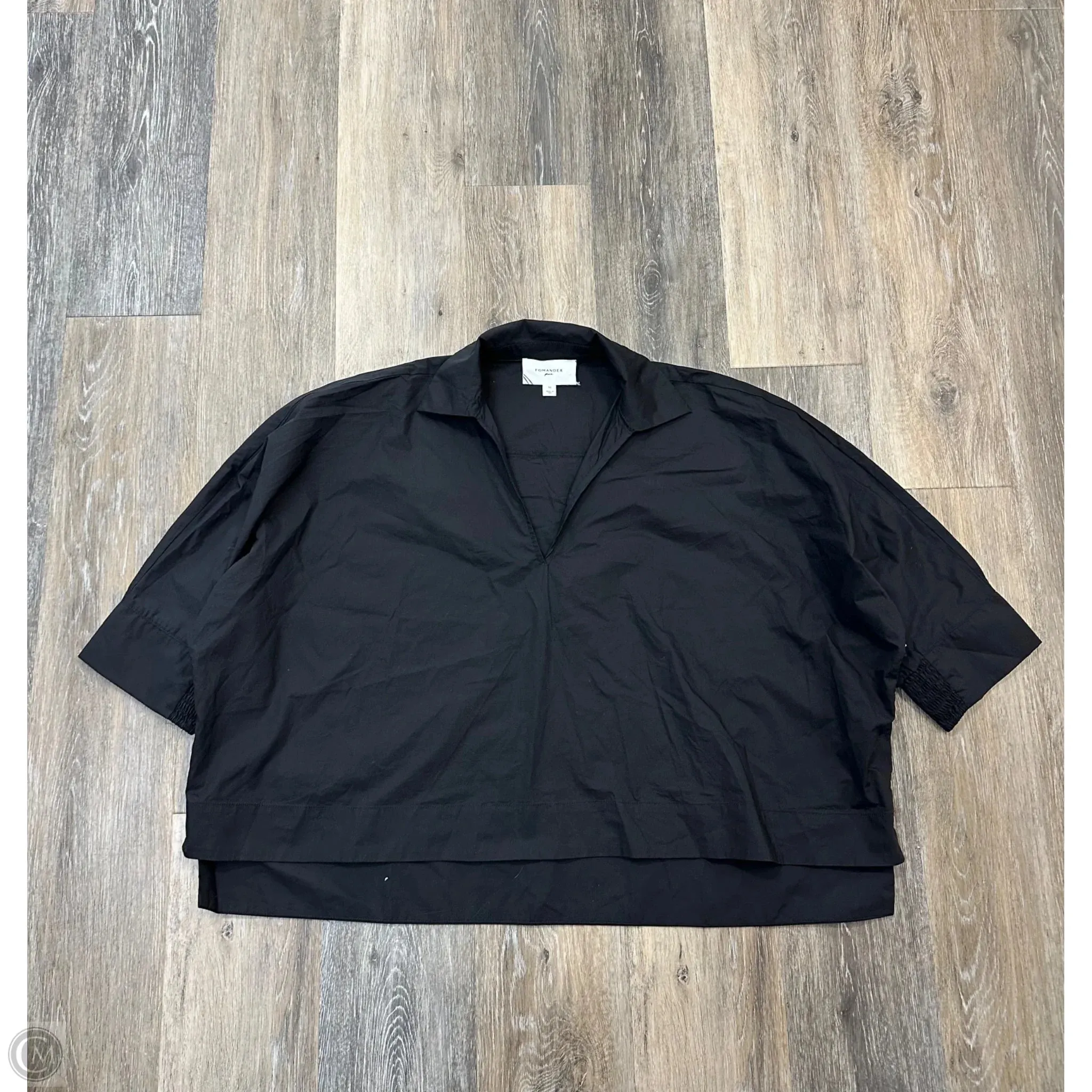Double Needle Stitching AbrasionResistant Edging Blouse Long Sleeve By Pomander Place In Black, Size: M