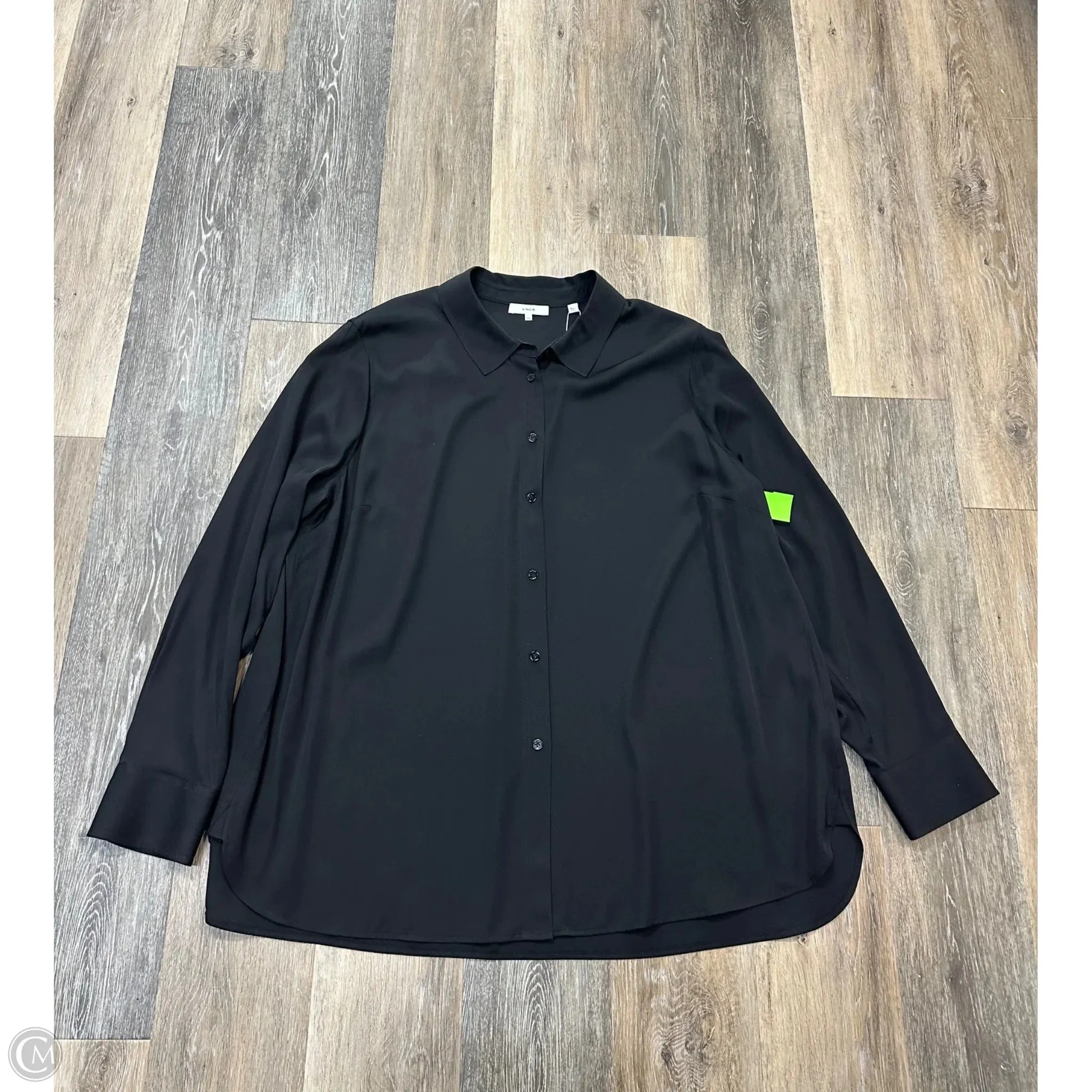 Sun Protective Fabric Blouse Long Sleeve By Vince In Black, Size: Xxl