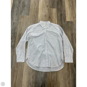 Blouse Long Sleeve By Xirena In Blue & White, Size: S Reinforced Elbow Patches