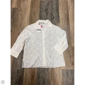 Non Slip Shoulder Seams Blouse Long Sleeve By Zara In White, Size: M
