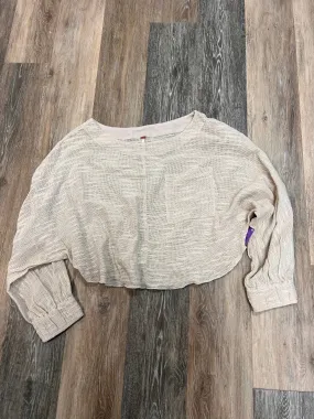 Blouse Ls By Free People In Tan, Size:S High Collar Design