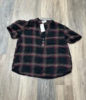 Foldable Cuff Design Wind Resistant Fabric Blouse Short Sleeve By Cloth & Stone In Black, Size: L
