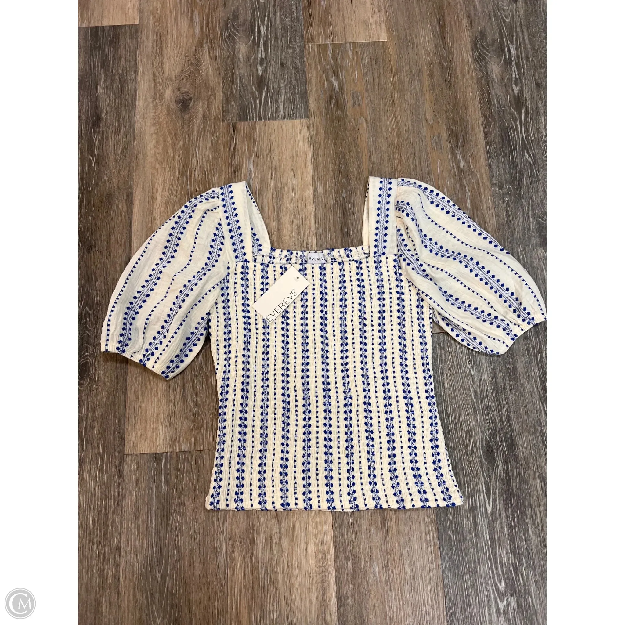 Blouse Short Sleeve By Evereve In Blue, Size: S NonIrritating Stitching WrinkleFree Finish
