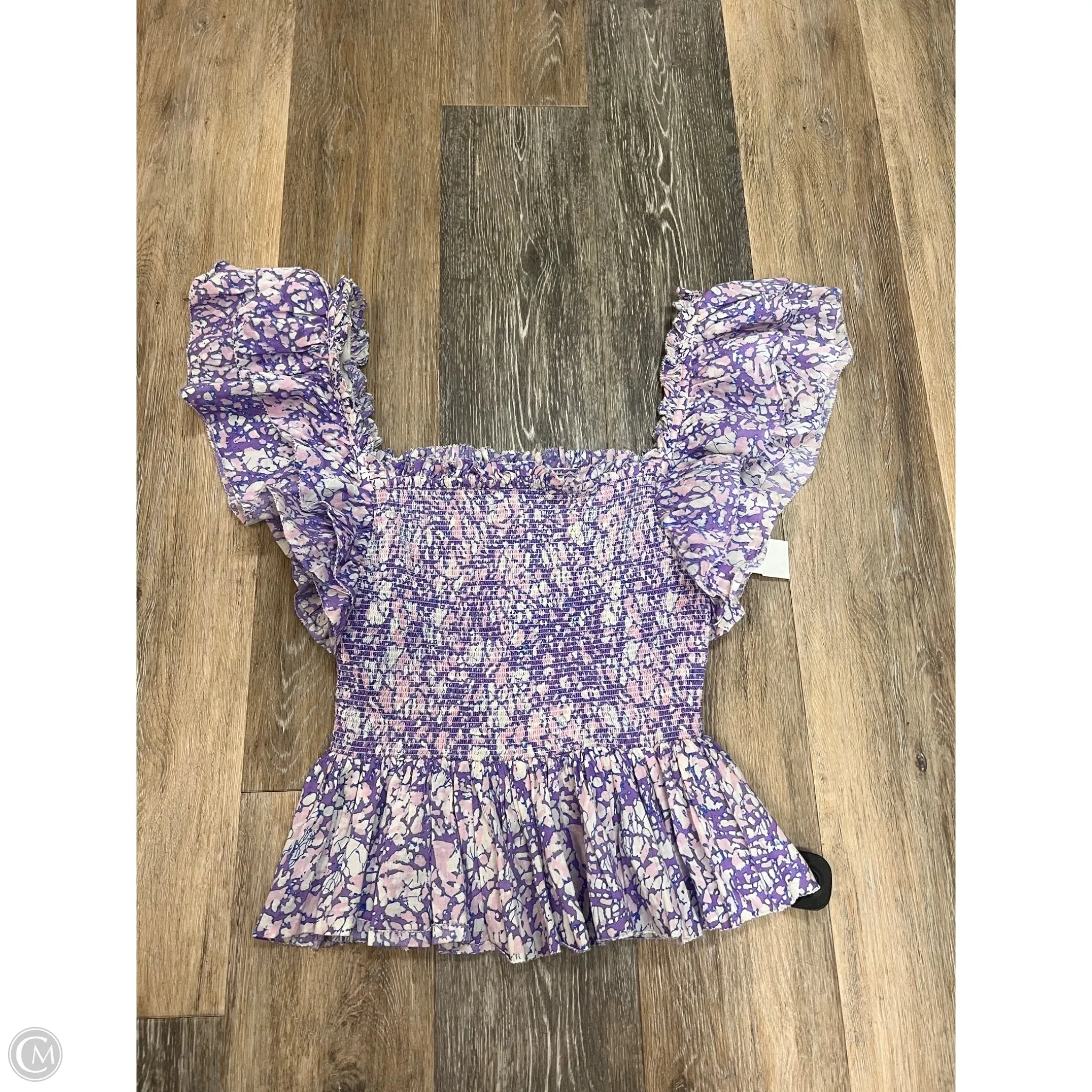 Comfy Style Blouse Short Sleeve By Love the Label In Purple, Size: M