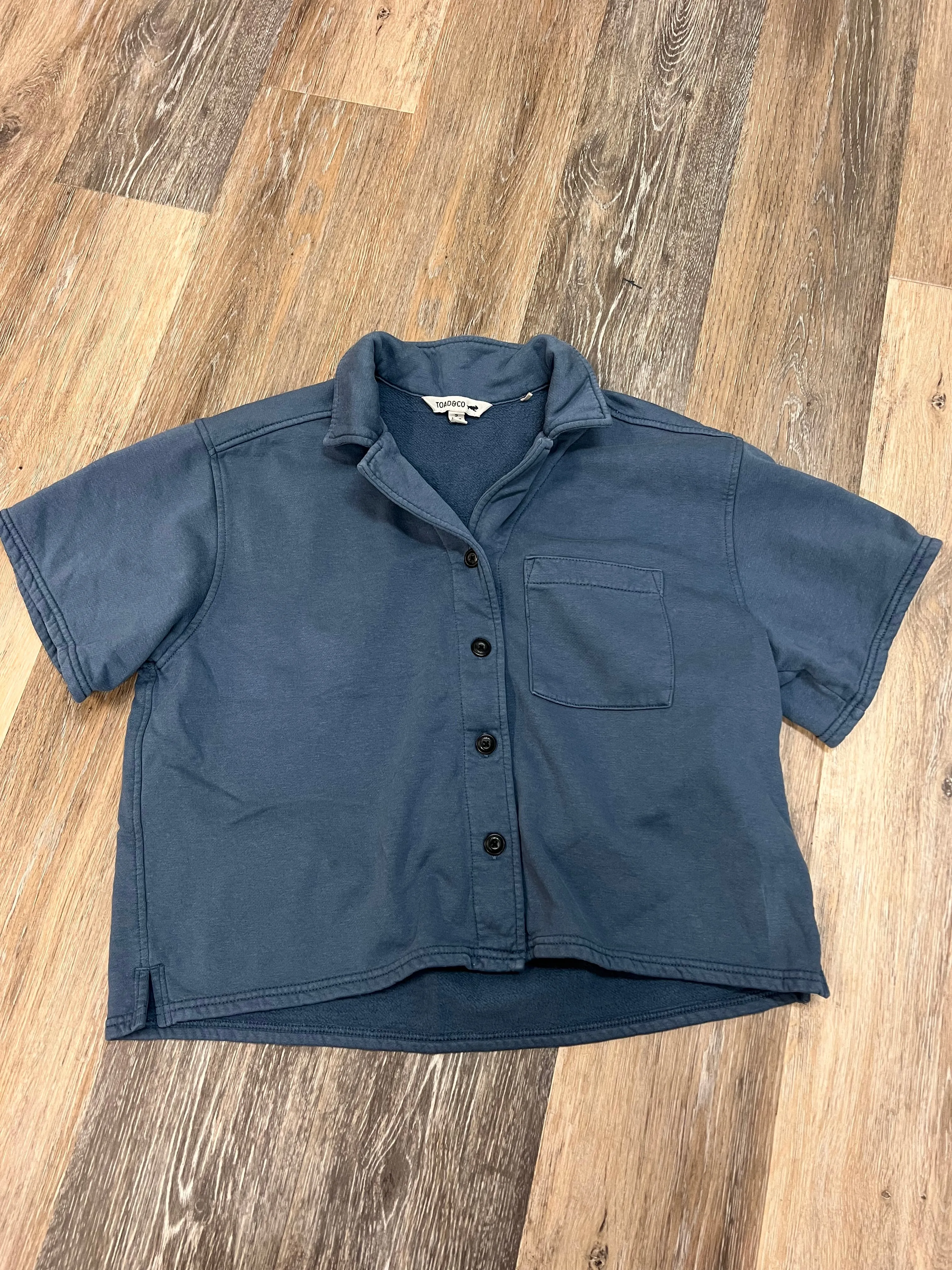 Blouse Short Sleeve By Toad & Co In Blue, Size: S NonChafing Fabric Smooth Zipper Integration