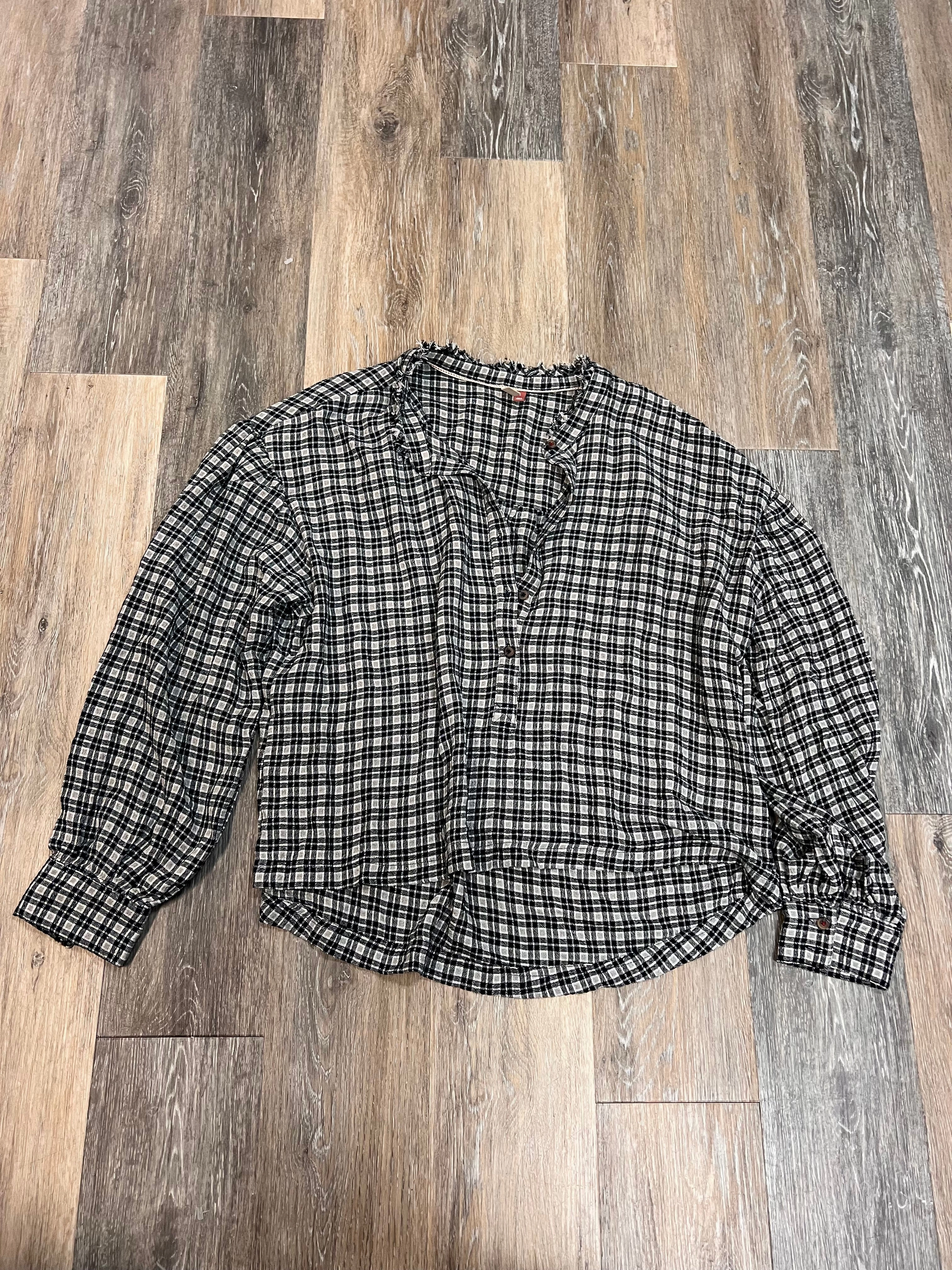 Versatile Style NonToxicCoating Blouse Long Sleeve By Pilcro In Plaid Pattern, Size: L