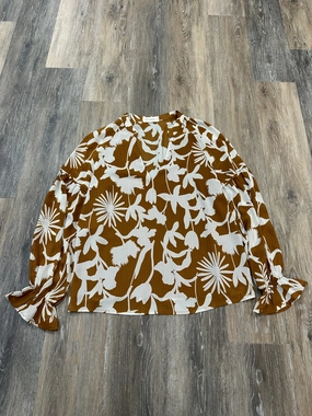 Blouse Long Sleeve By The Nines In Brown, Size: S Erasable Surface Coating UltraSoft Blend