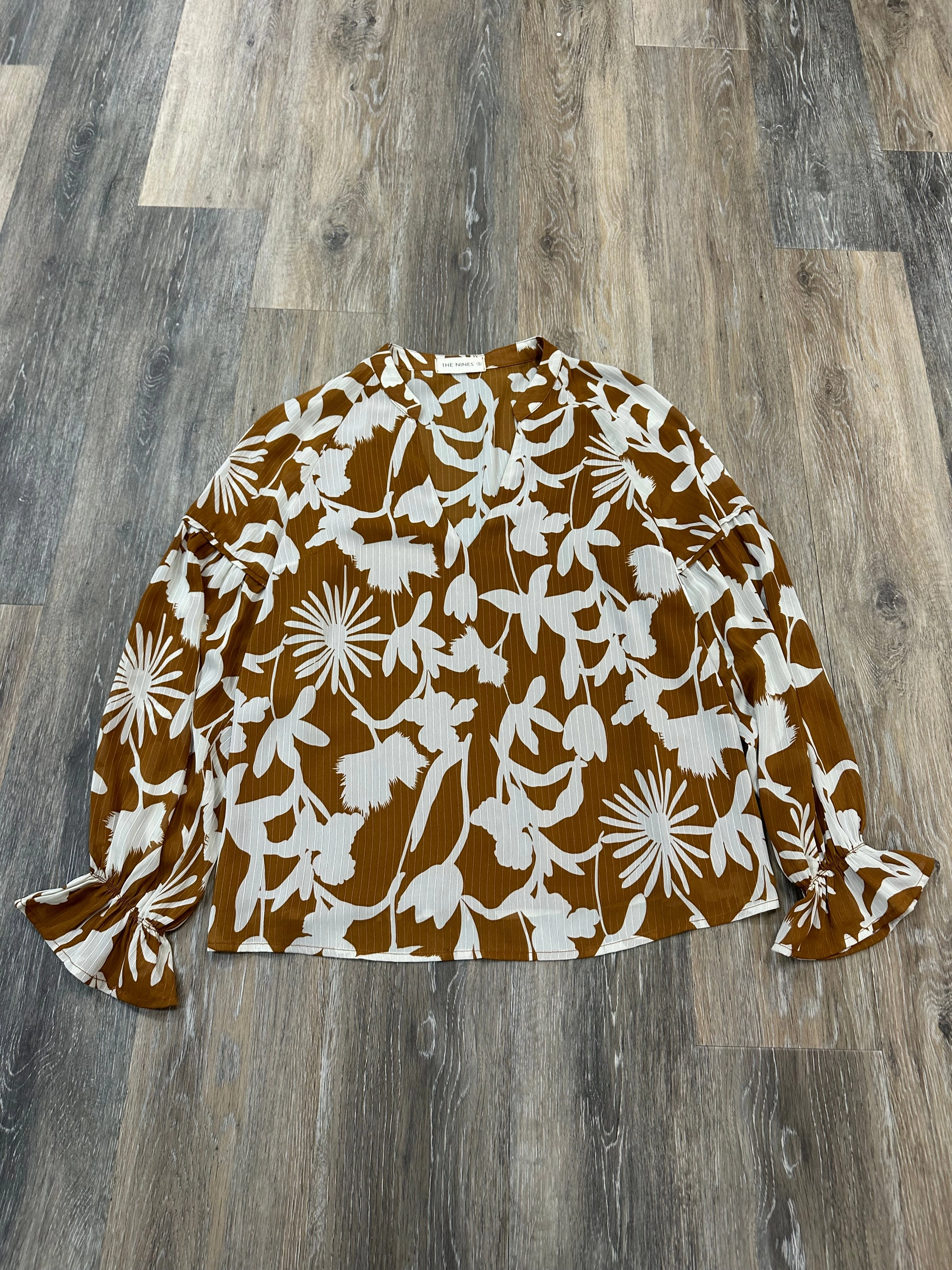 Blouse Long Sleeve By The Nines In Brown, Size: S Erasable Surface Coating UltraSoft Blend