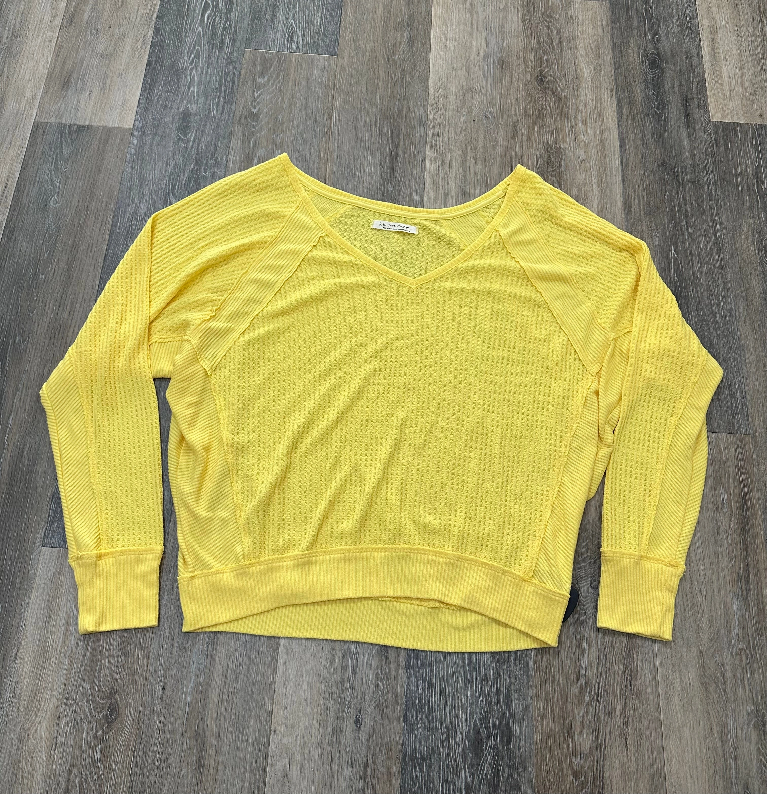 FourWay Stretch Blouse Long Sleeve By We The Free In Yellow, Size: L