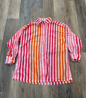 Brushed Interior Blouse Long Sleeve Cover up By Beach Riot In Striped Pattern, Size: S