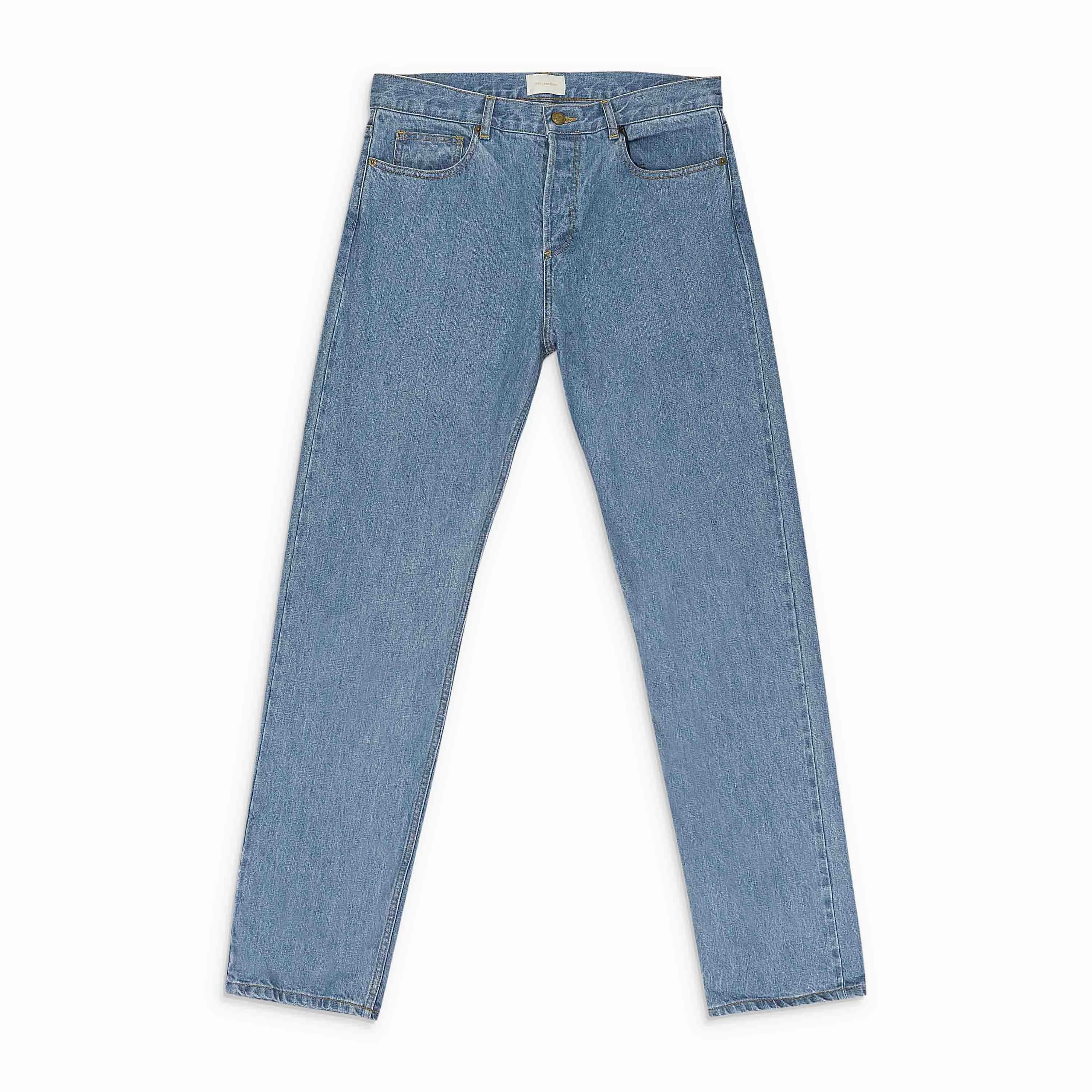 Textured Vibrant Straight Leg Design BLUE JAPANESE SELVEDGE 5-POCKET DENIM