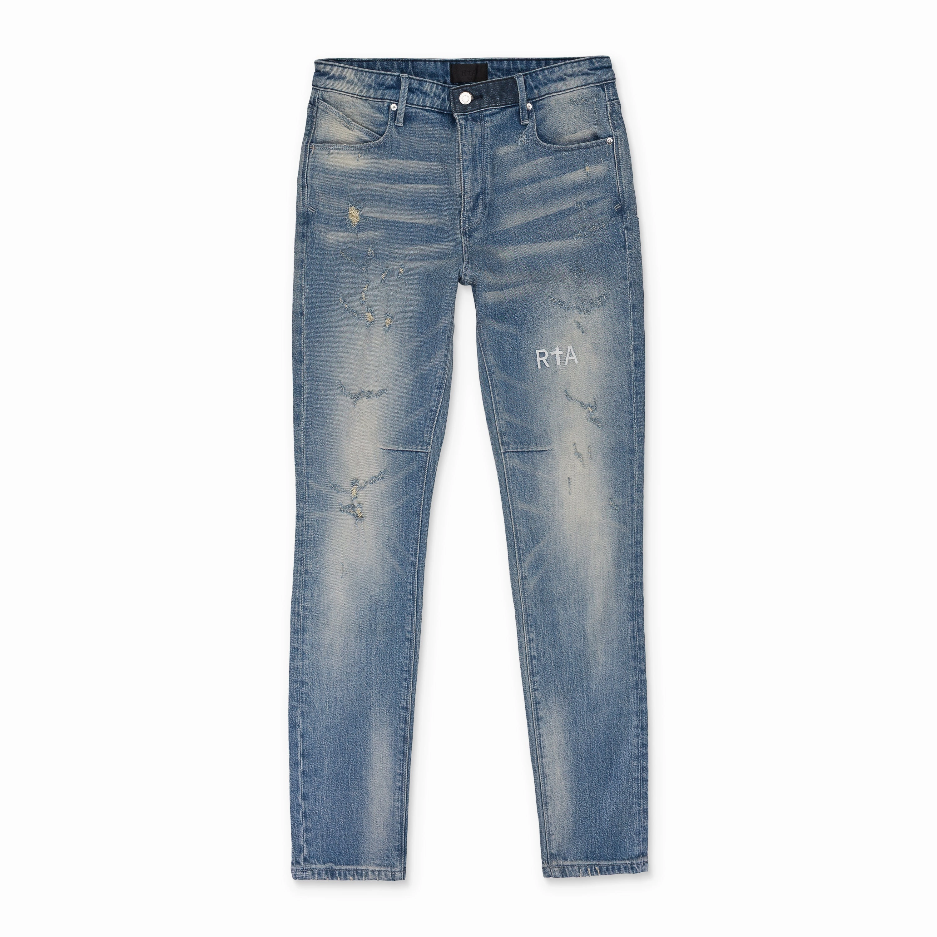 BLUE LIGHT WASH DISTRESSED SKINNY JEANS City Life Style