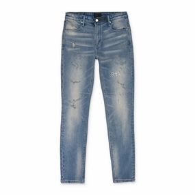Cool Weather BLUE LIGHT WASH DISTRESSED SKINNY JEANS