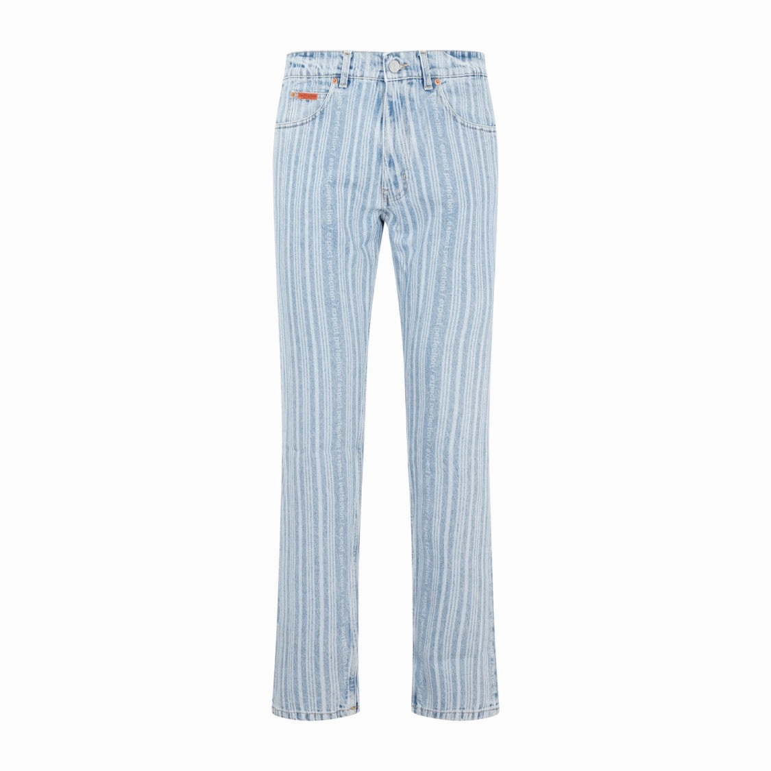 Blue Pinstripe Straight Leg Cotton Jeans Active Wear