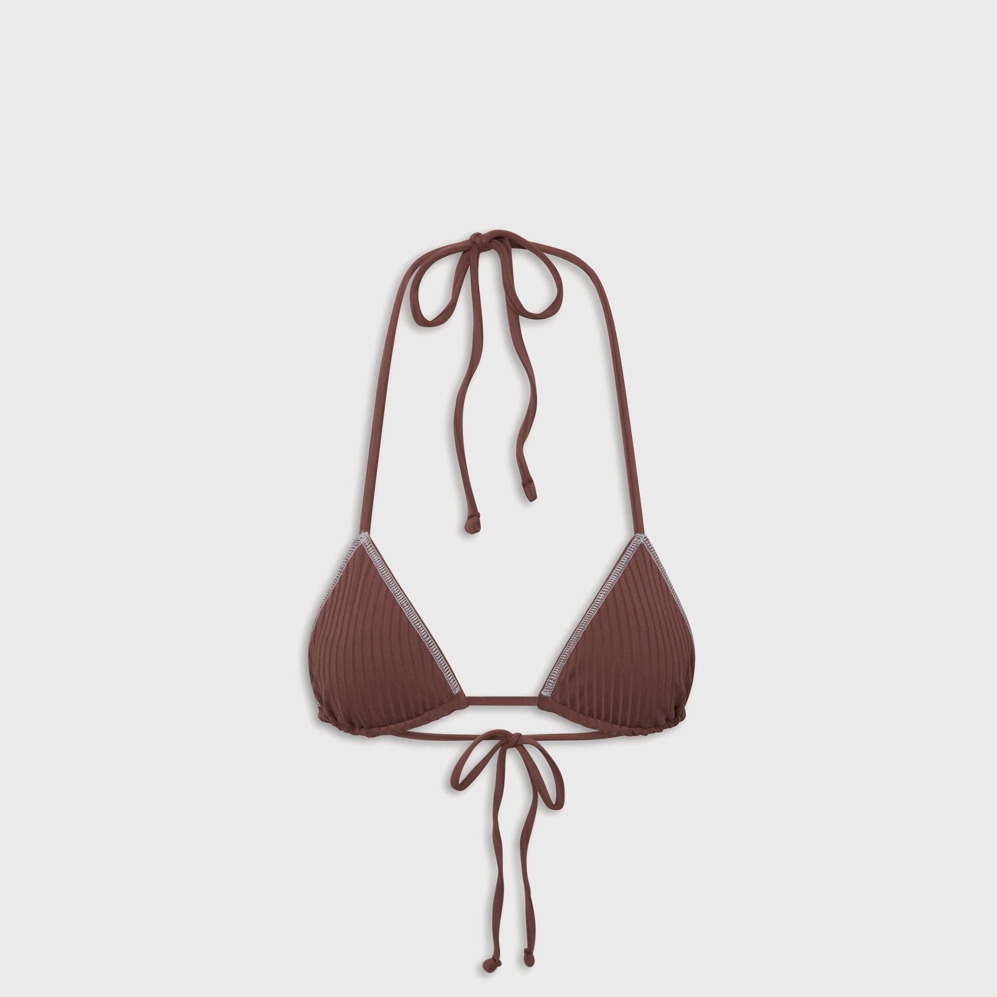 Beach Vacation Anti Slip Waist Gripper Frankies Bikinis Nick Ribbed Top - Brown Sugar