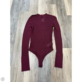 LayeredPanel Wrinkle Resistant Textile Bodysuit By Free People In Maroon, Size: L