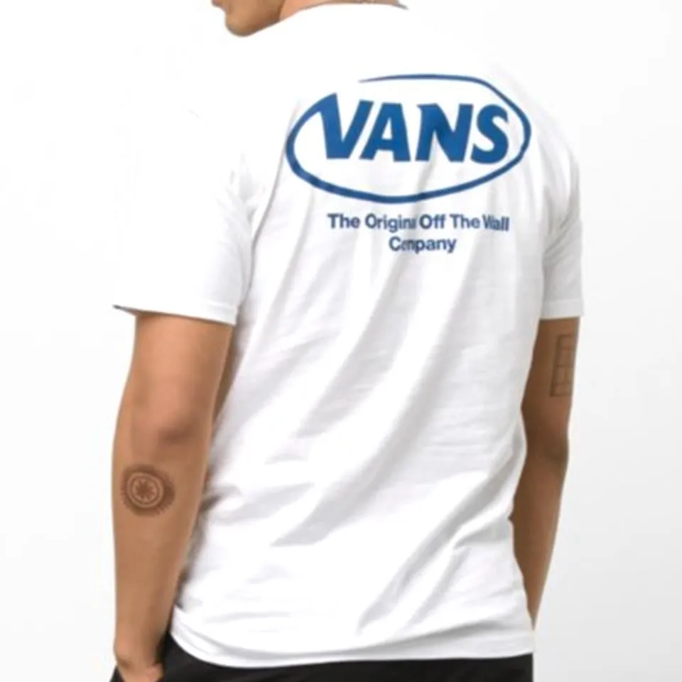 Side Vent Design Matte Look Vans Hi Def Commercial T-Shirt - White