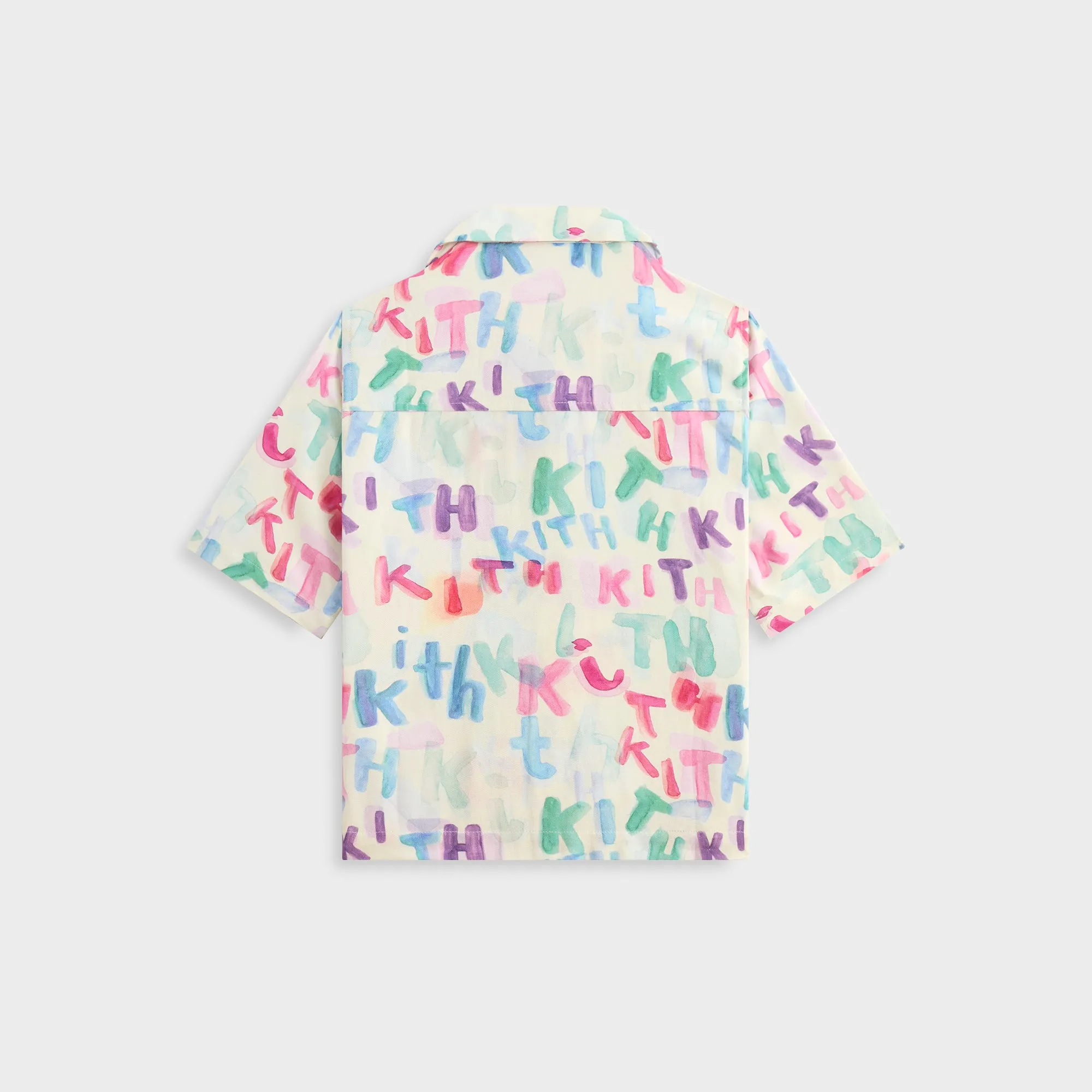 bohemian flair gender-neutral Kith Kids Watercolor Camp Shirt - White