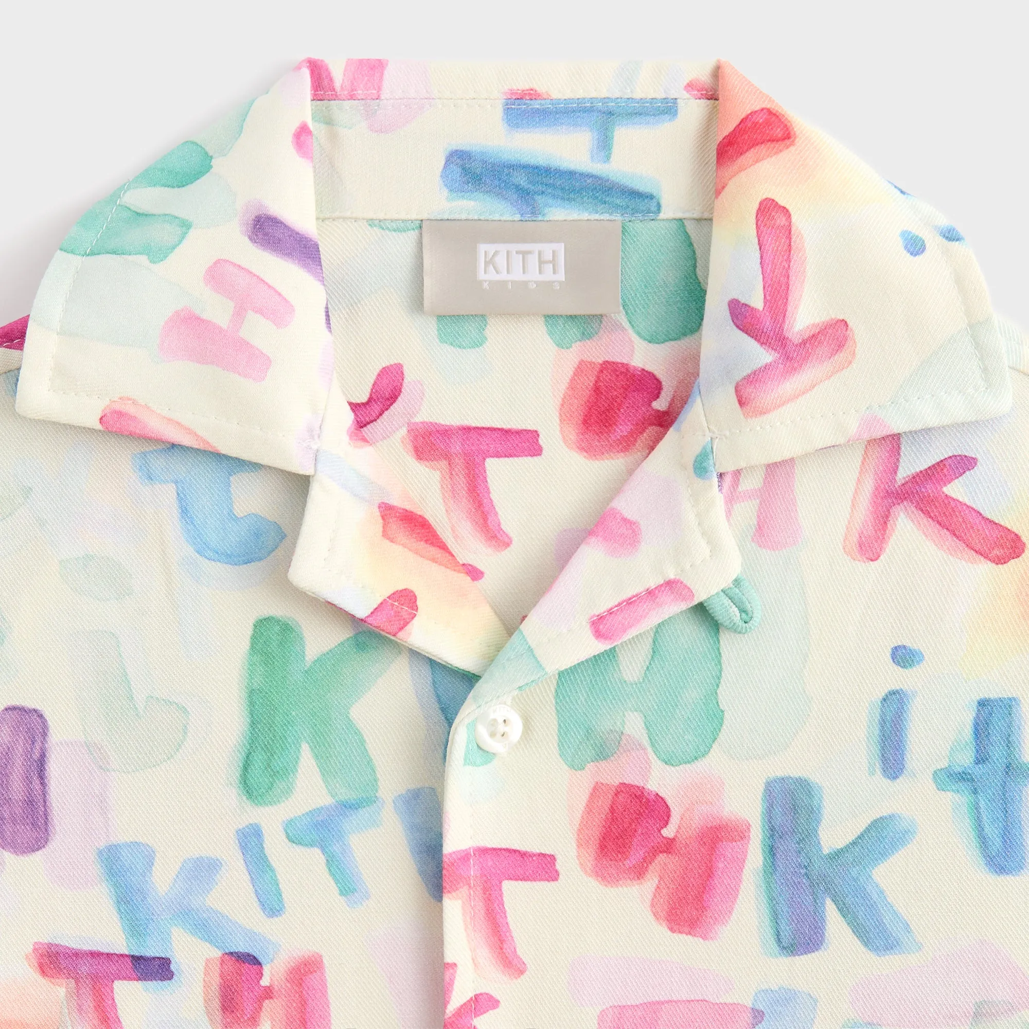 Kith Kids Watercolor Camp Shirt - White All day wearability Embellished Neckline