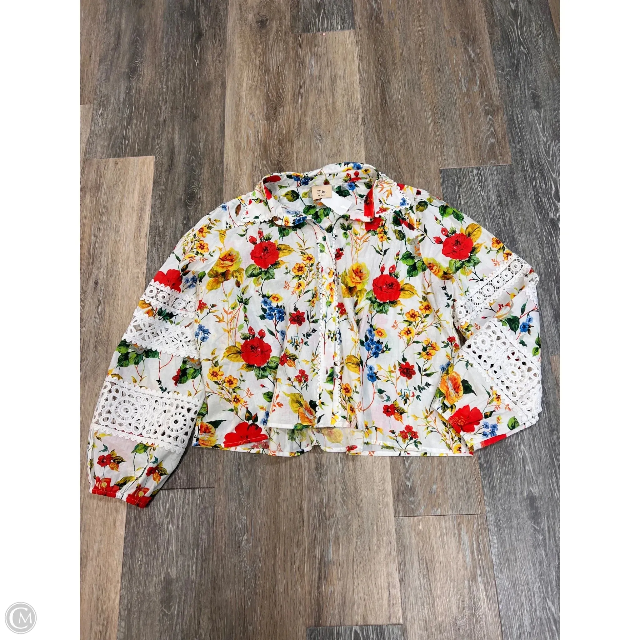 Ergonomic Shoulder Shape EcoCertified Blouse Long Sleeve By Elie Tahari In Floral Print, Size: S